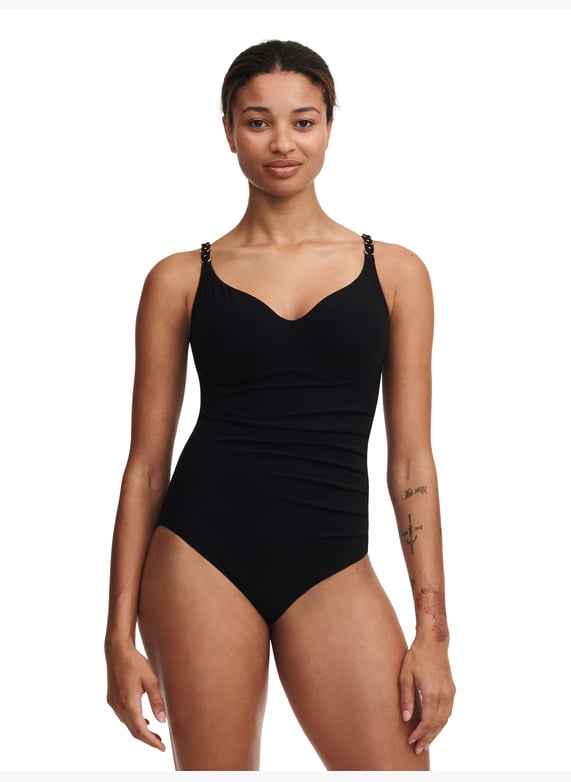 Maillot De Bain 1 Piece Avec Armatures Emboitant Emblem Noir Chantelle Femme C17T70 011 Place des Tendances
