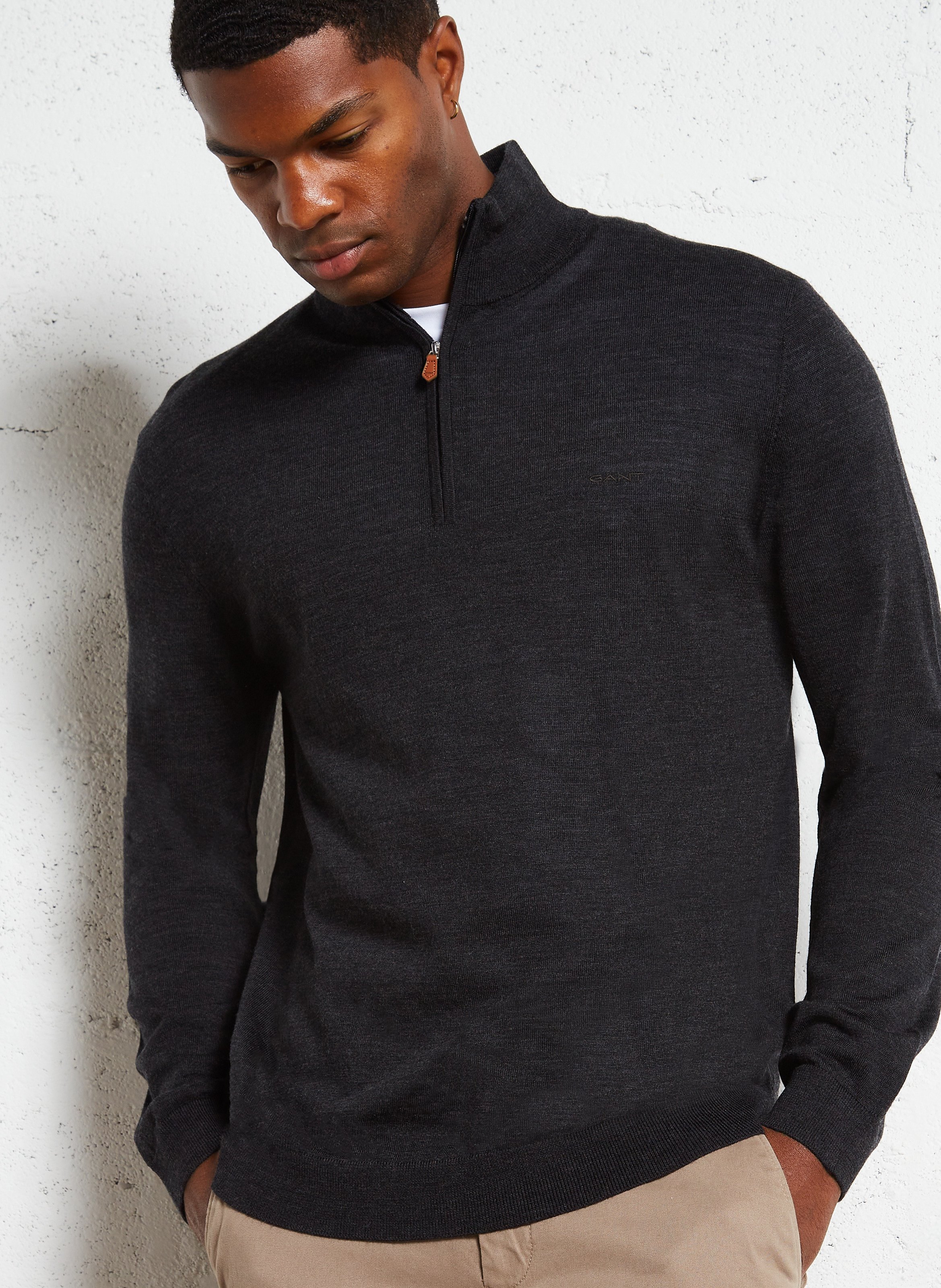 Regular high-neck wool sweater GANT Black