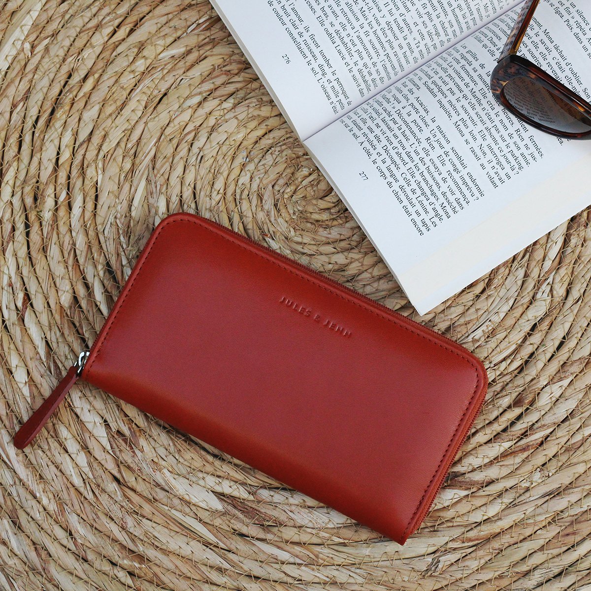Leather multi-compartment wallet JULES & JENN Orange