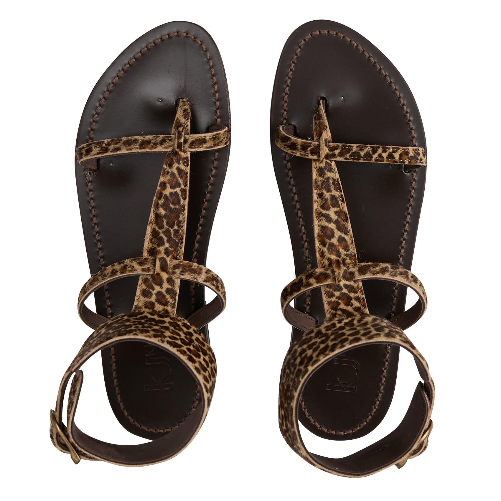 Flat leather sandals with patterns K JACQUES Multicolored