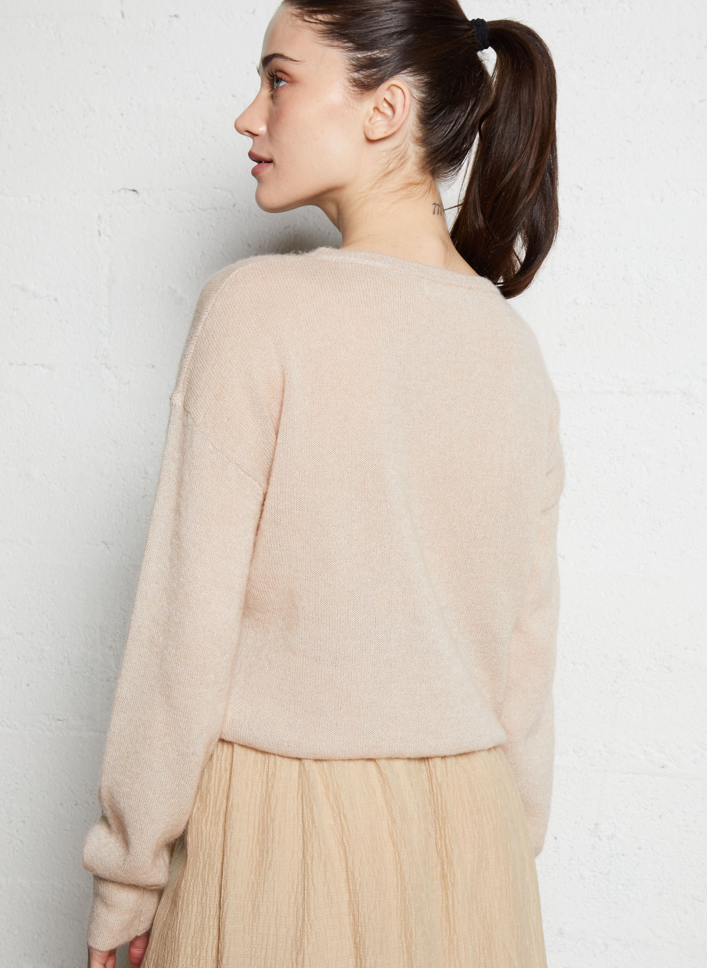 Cardigan en alpaga et coton  POMANDERE Blanc