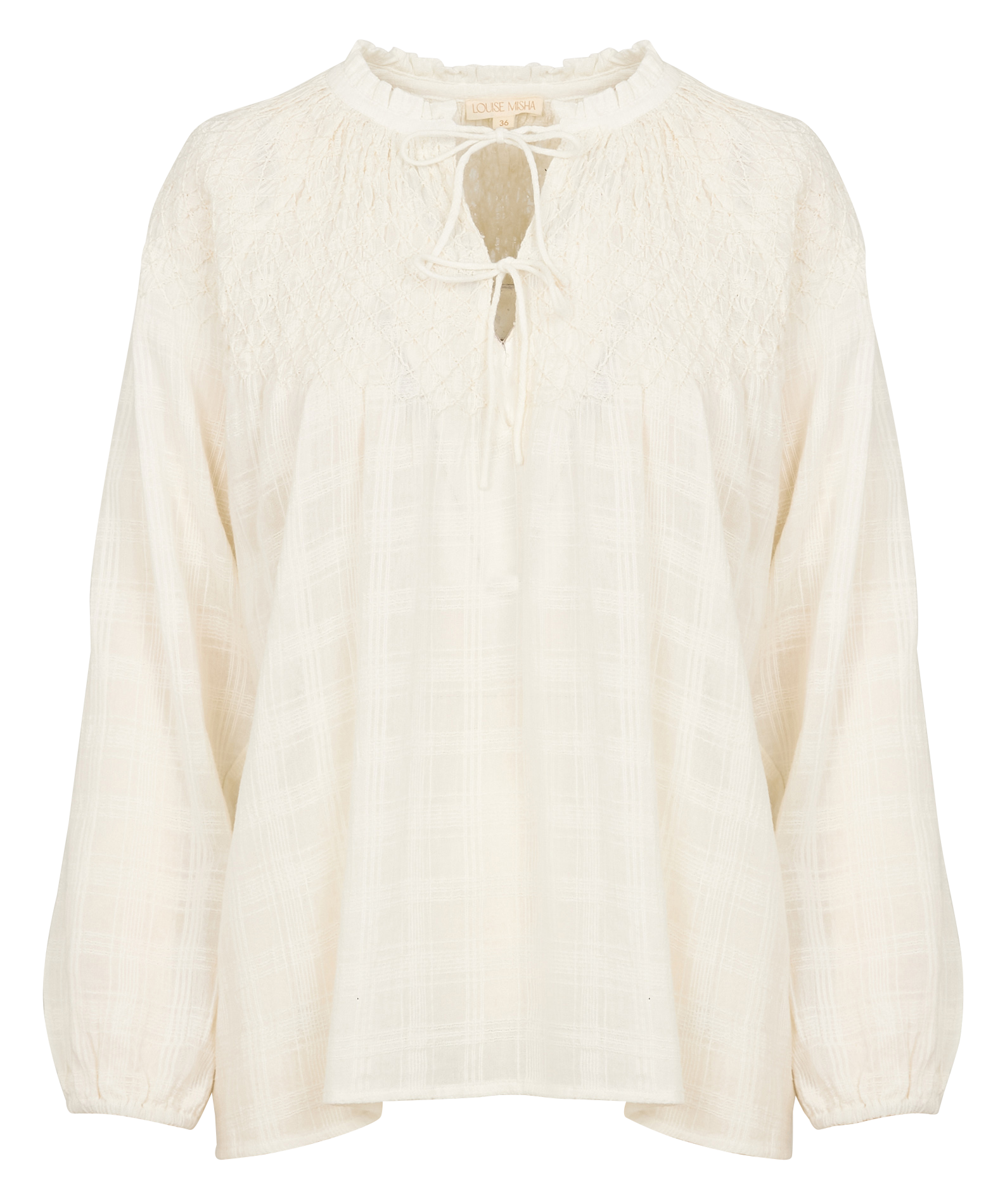 Embroidered blouse with a tie at the neck LOUISE MISHA Beige