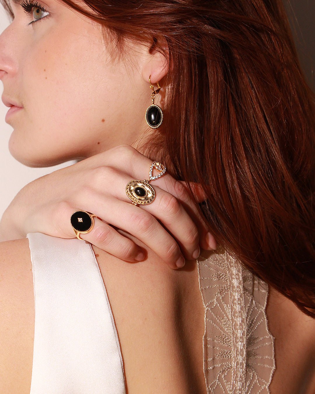 Bague plaqué or kate NILAI Black