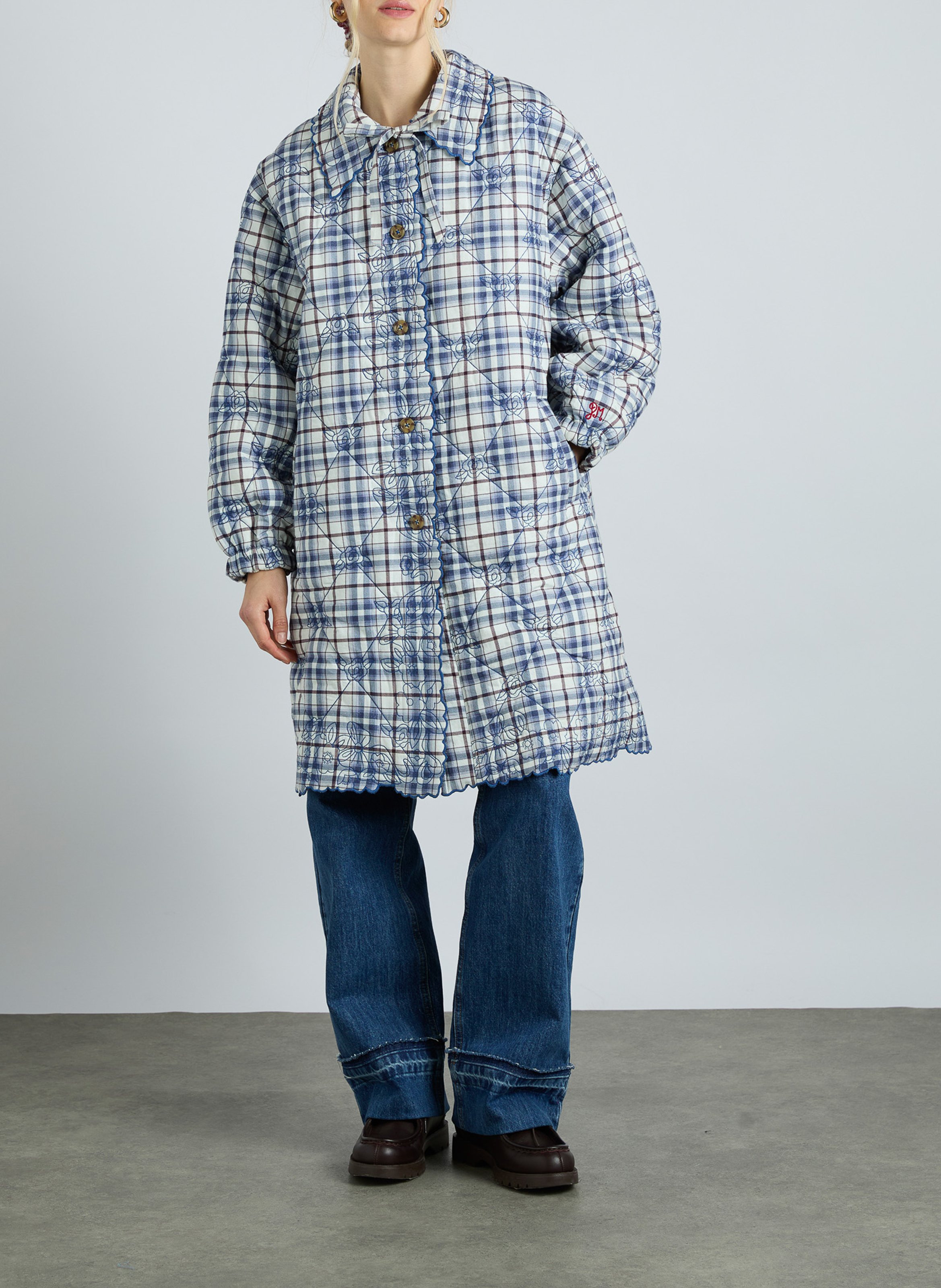 Manteau évasé à motifs  Bleu