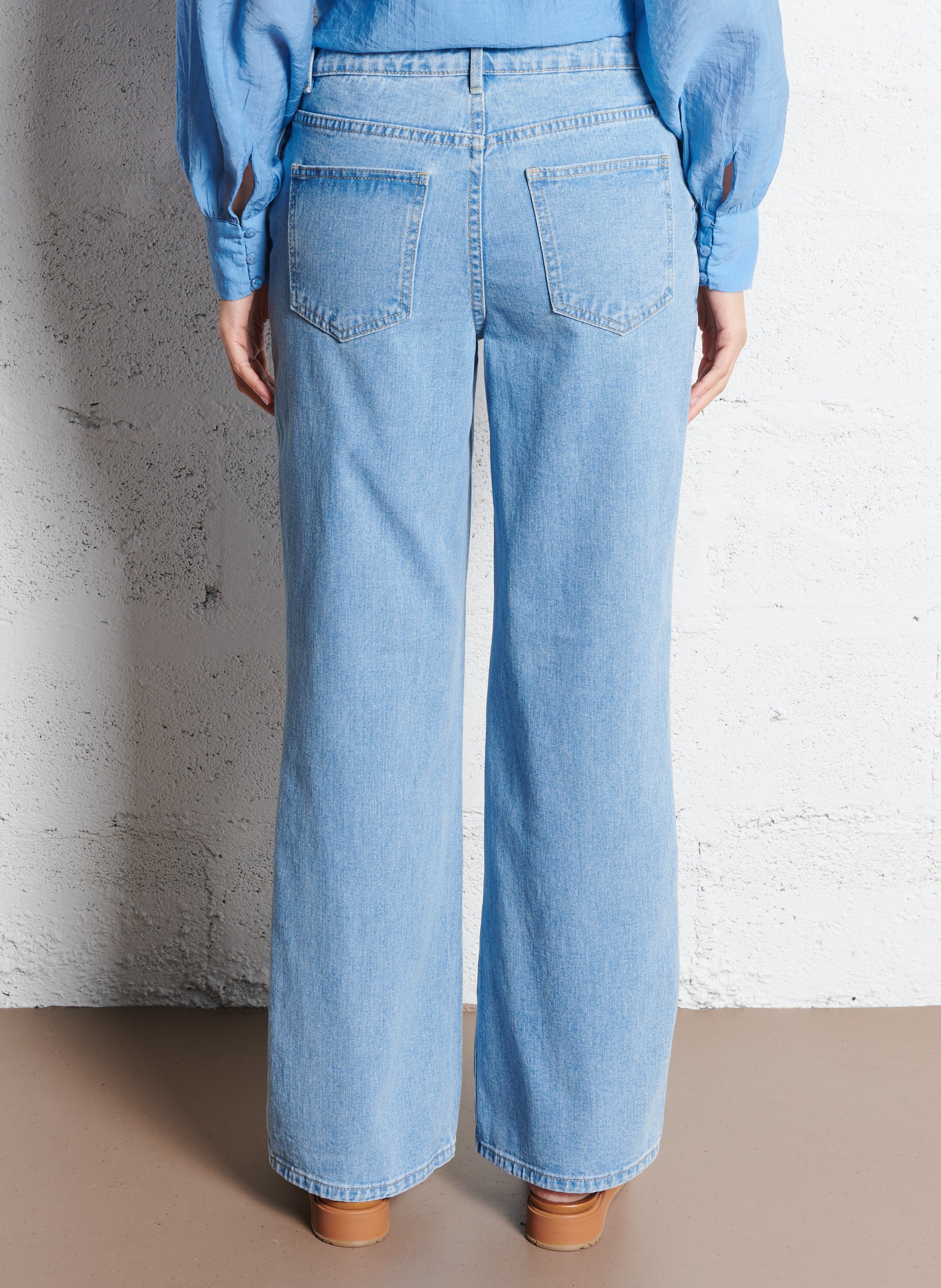 Wide leg cotton jeans VILA Blue