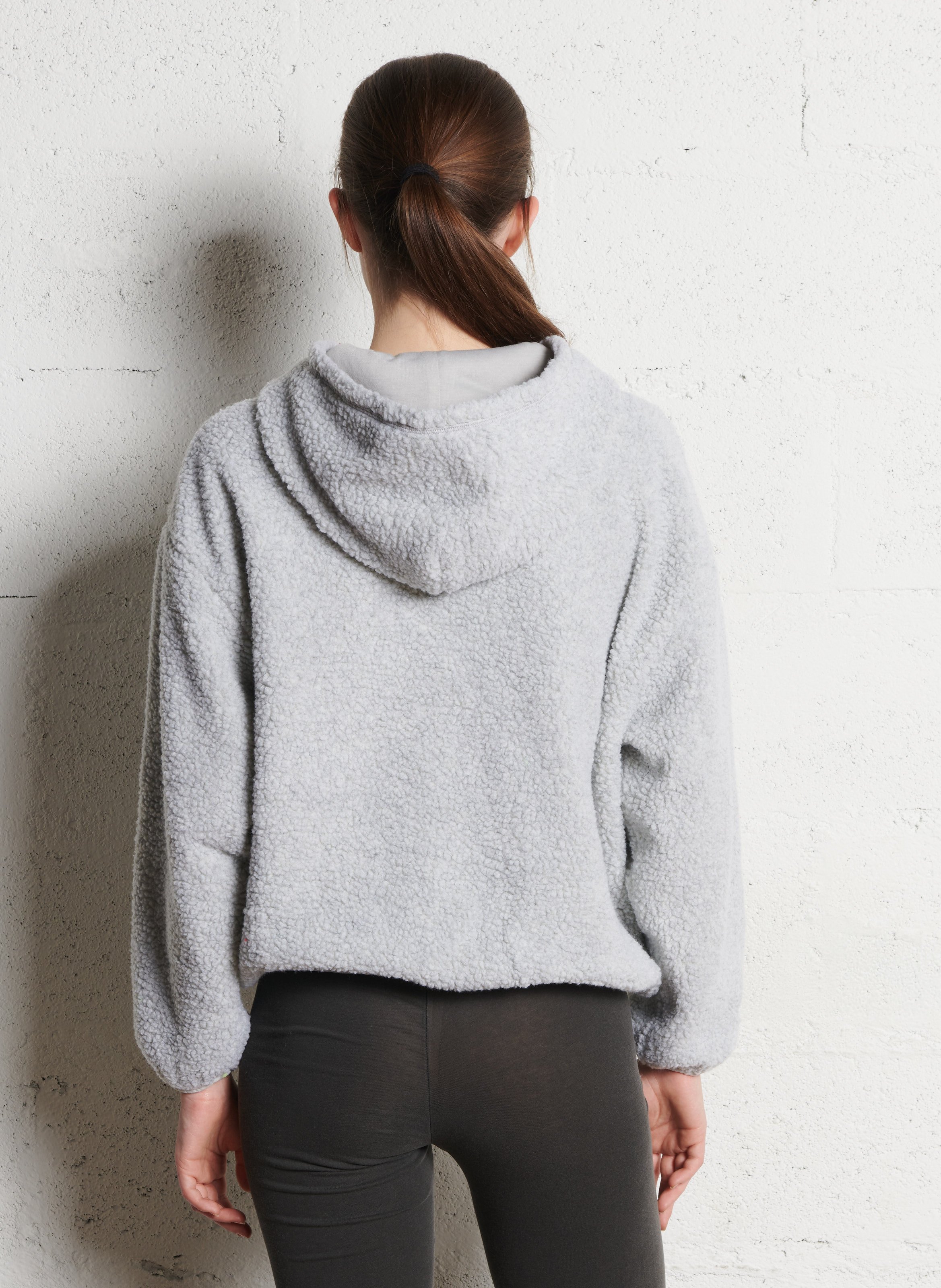 Oversized fleece hoodie Grijs