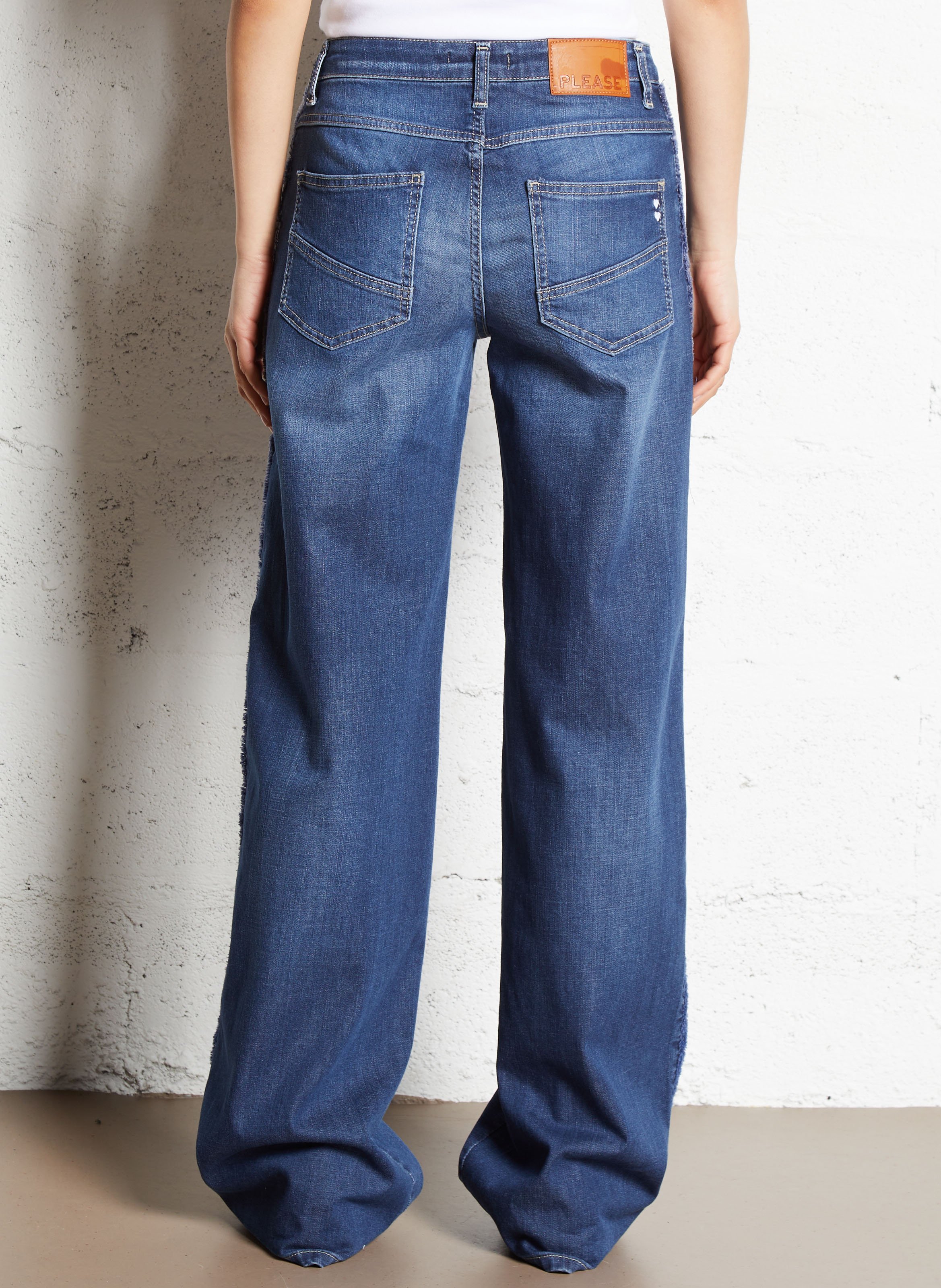 Straight cotton-blend pants PLEASE Blue