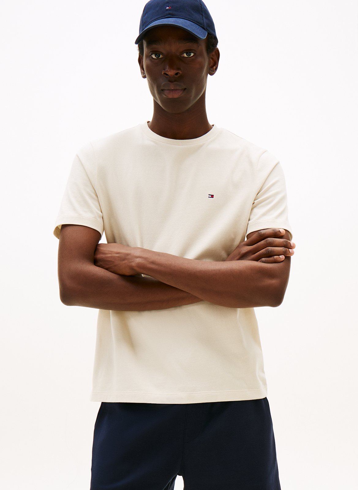 Tee-shirt à col rond en coton TOMMY HILFIGER Beige