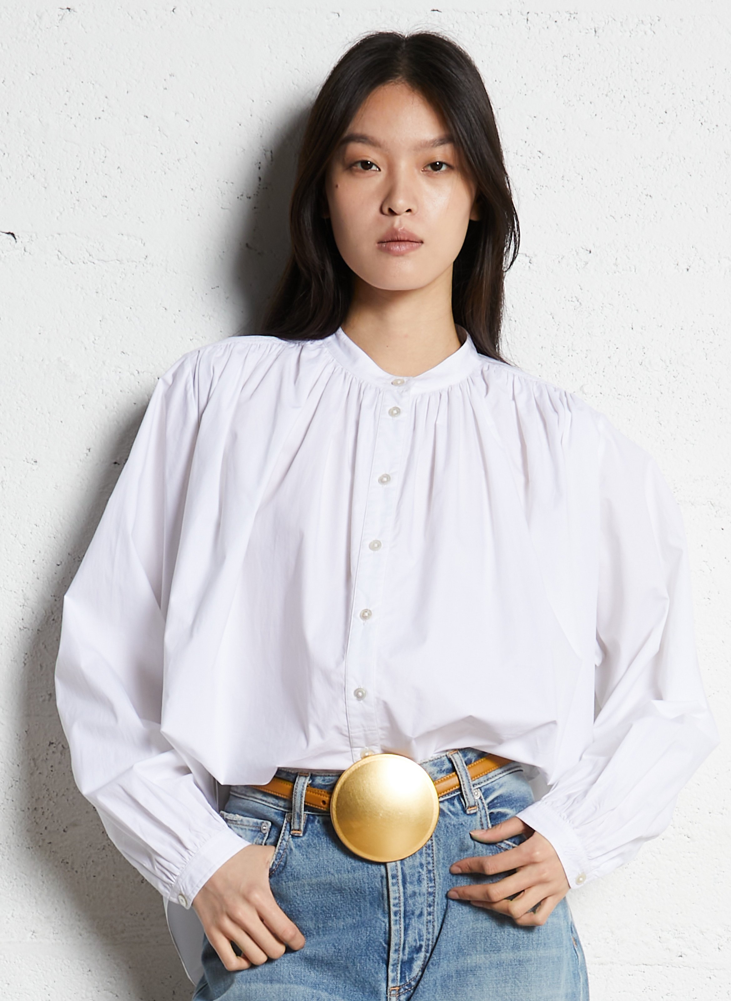 Kurzes Baumwollkleid mit Rundhalsausschnitt LAURENCE BRAS Weiss