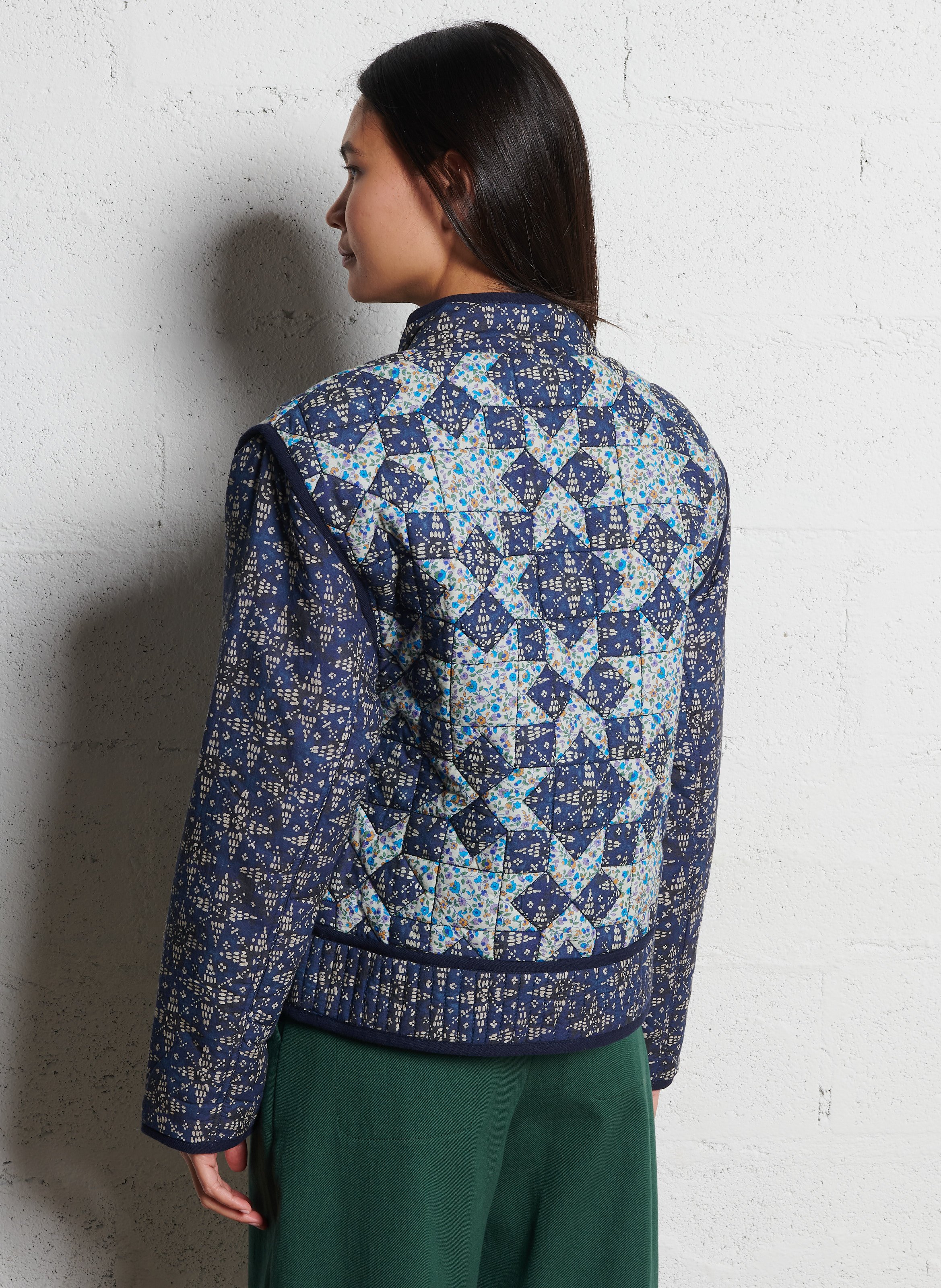 Veste col rond à imprimé fleuri en coton  LOUISE MISHA Bleu