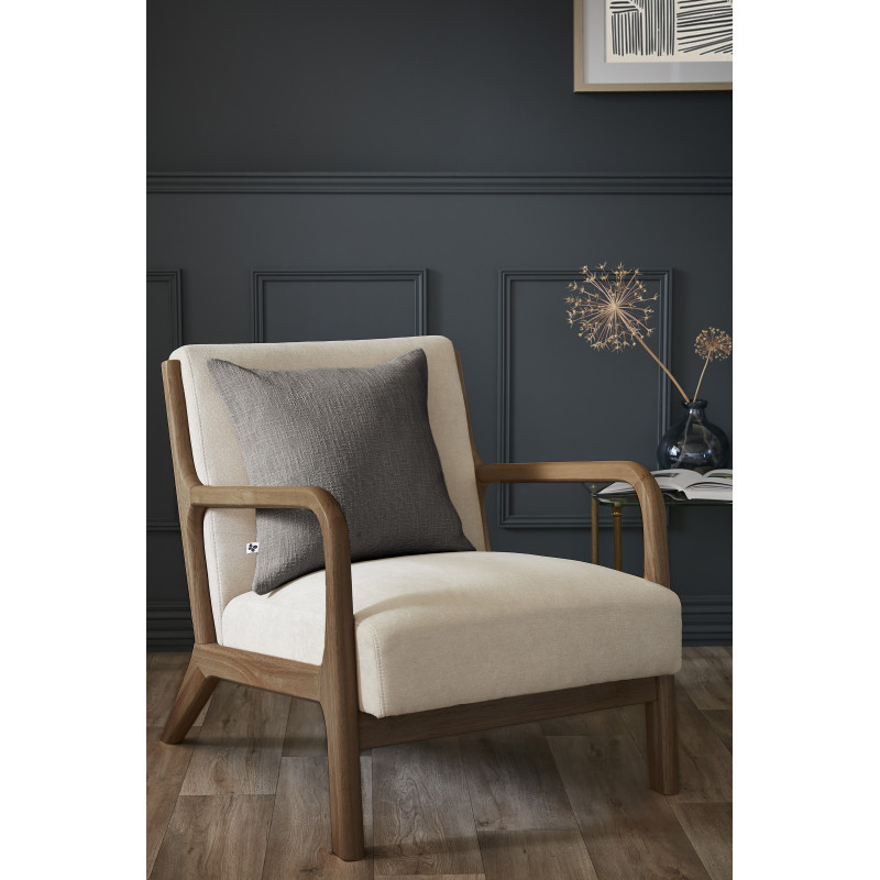 Coussin déco déhoussable 100% coton L'EFFET PAPILLON Gris