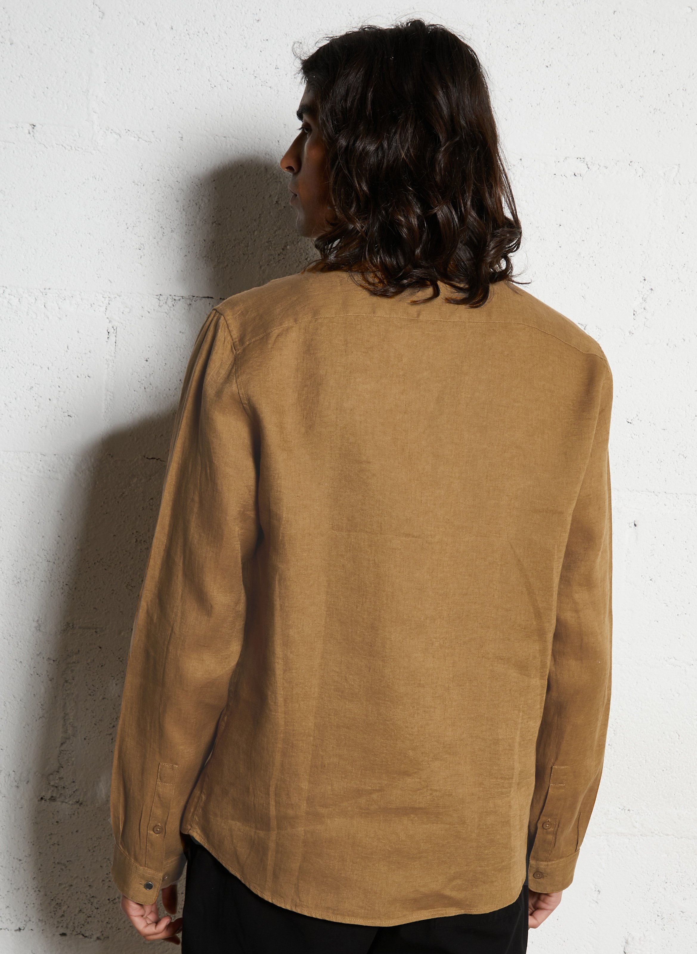 Slim-fit linen shirt IKKS Brown
