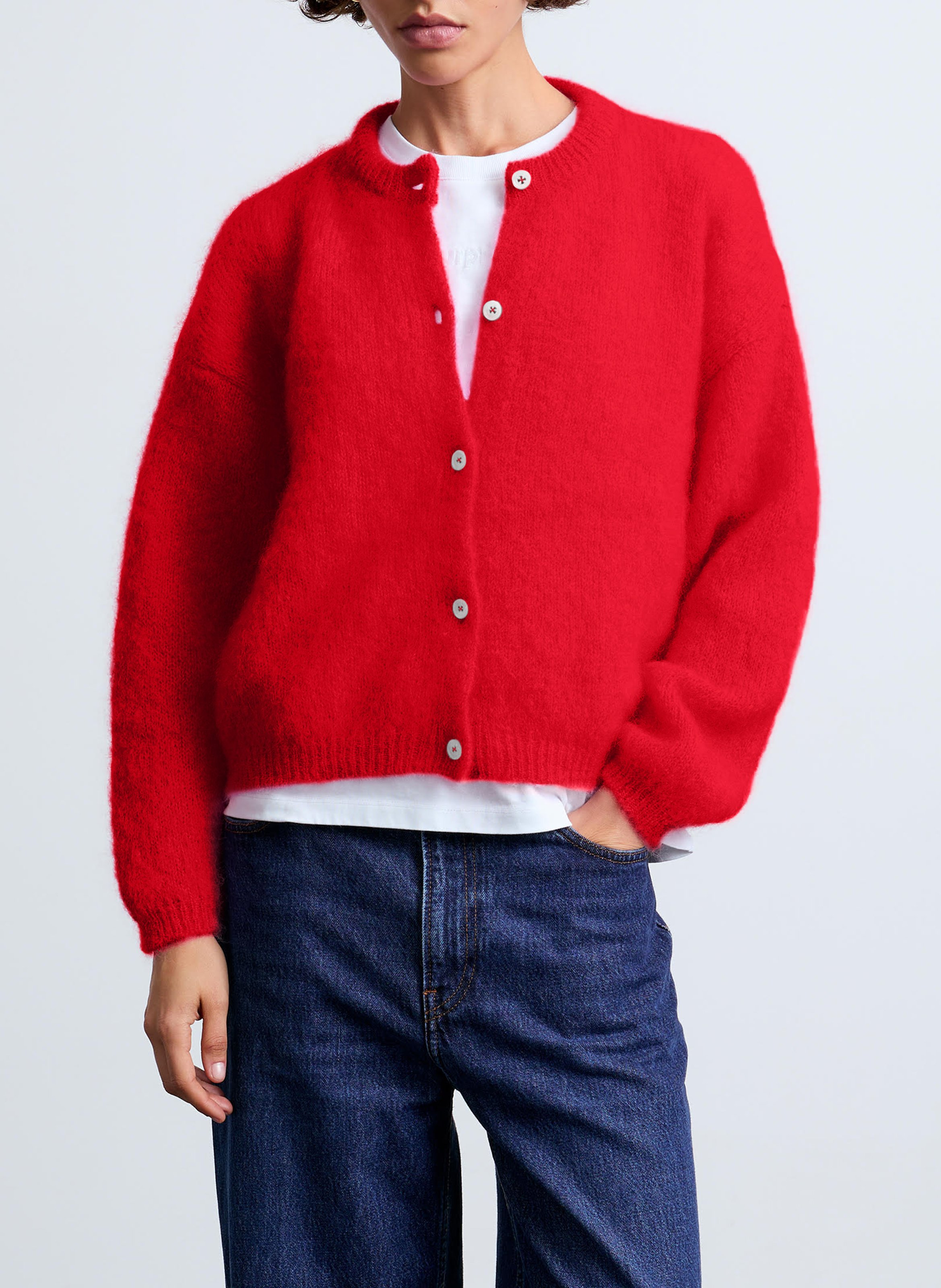 Gilet ample col rond en mohair mélangé SURPRISE