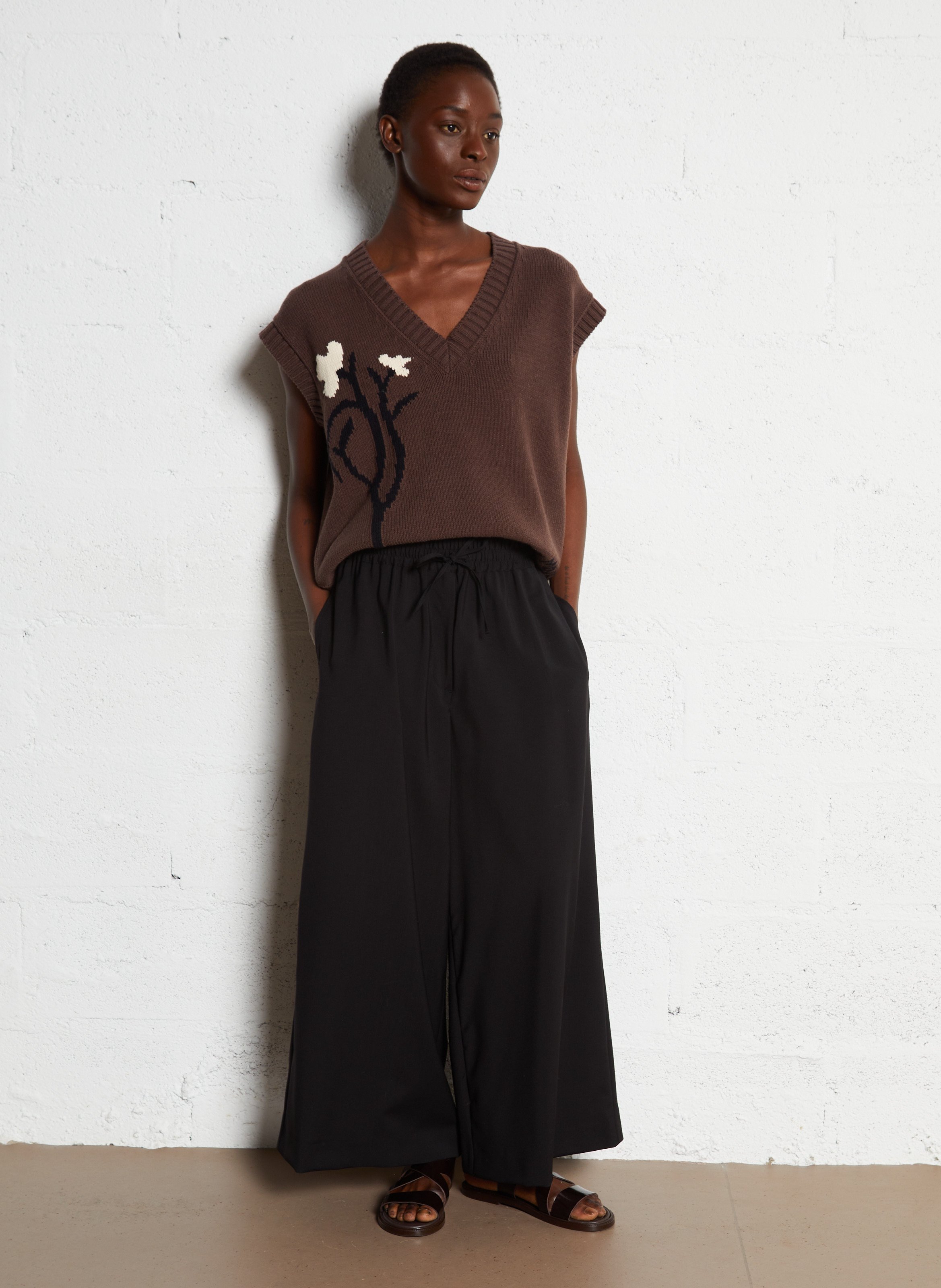 Sleeveless oversized V-neck sweater MAX MARA WEEK END Brown