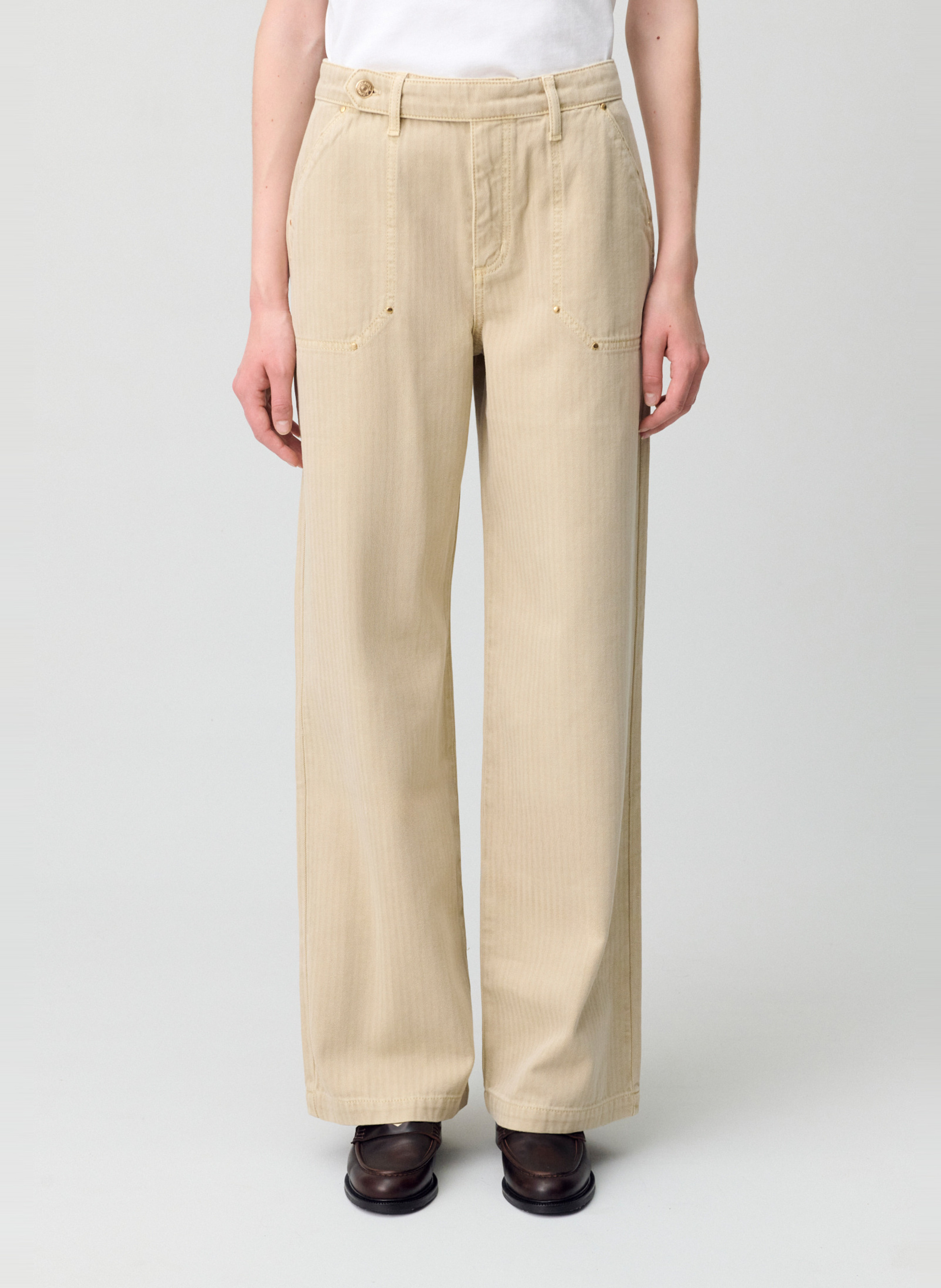 Katoenen jeans met rechte pijp CLAUDIE PIERLOT Beige