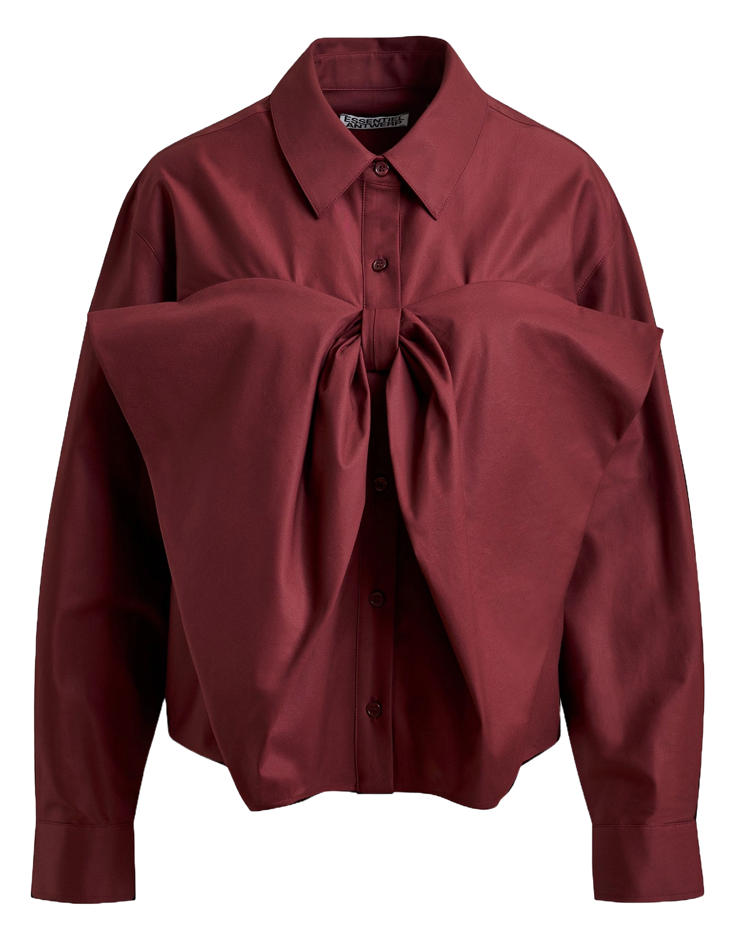 Cotton and linen shirt with classic collar ESSENTIEL ANTWERP Red