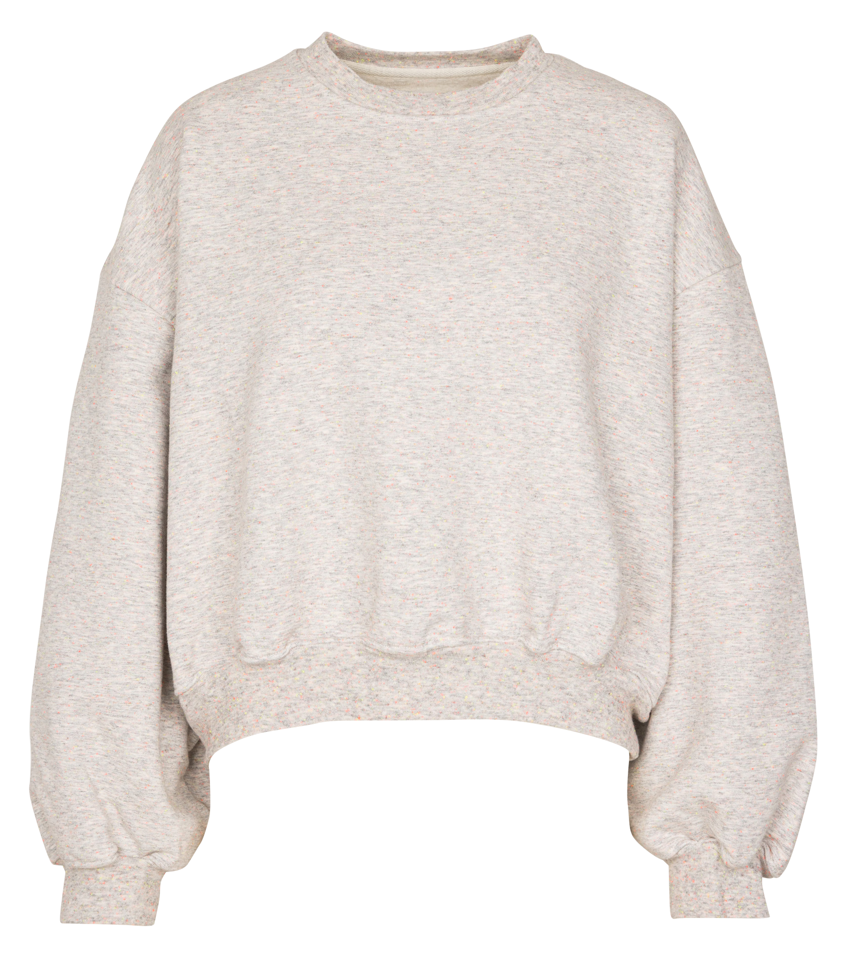 Sweat ample court en jersey de coton moucheté BELLEROSE Gris