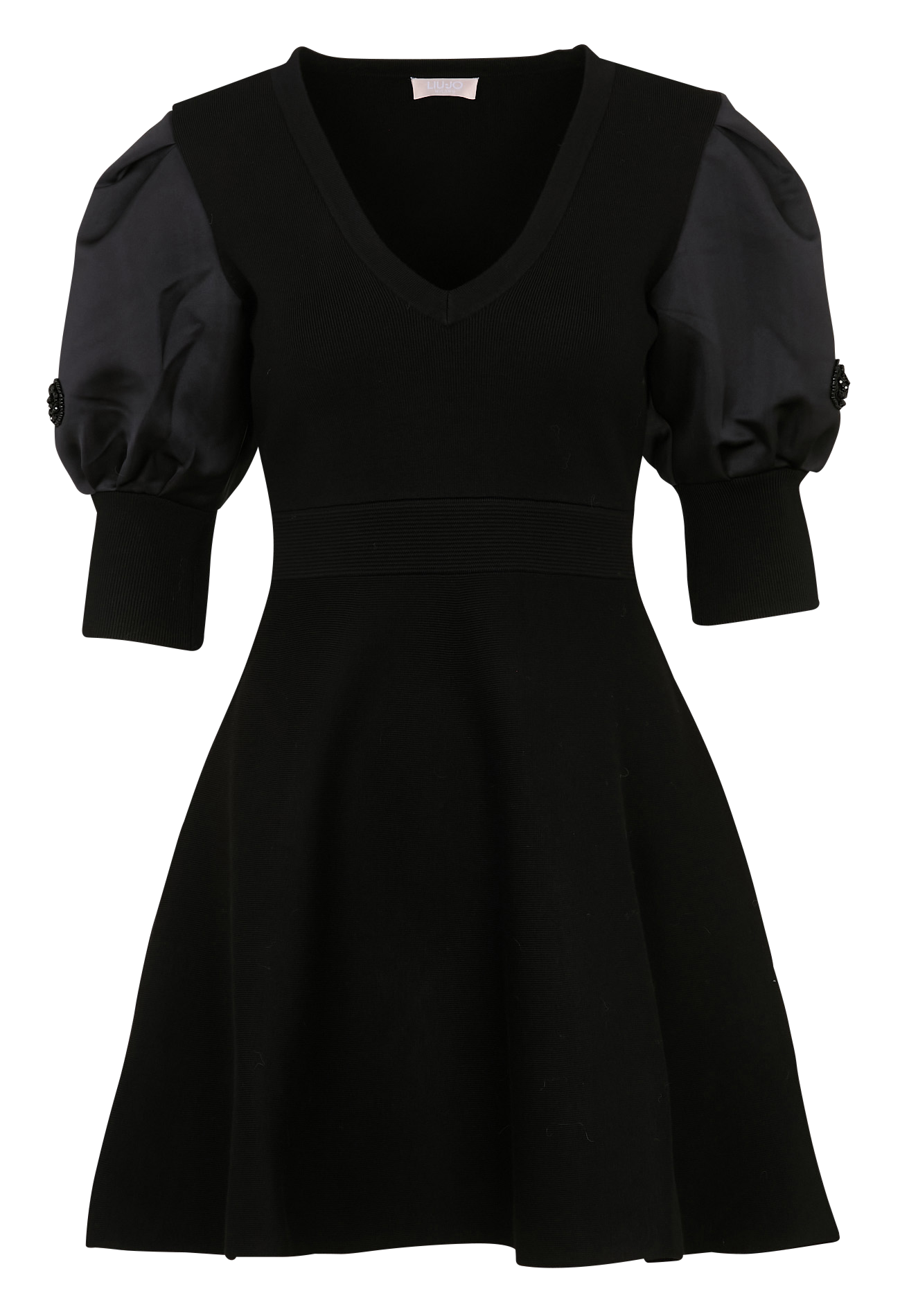 Ausgestelltes Kurzkleid mit V-Ausschnitt LIU JO Schwarz