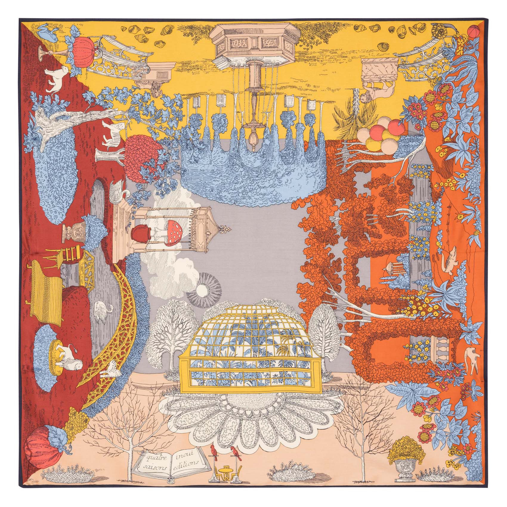 Bedrucktes Seidentuch in gemischter Seide INOUI EDITIONS Braun