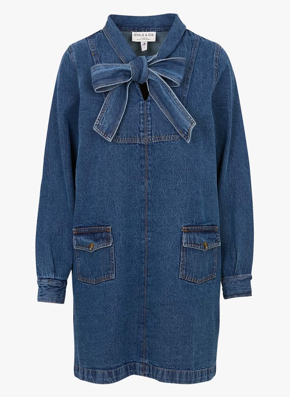emile et ida denim dress Emile et Ida Girls Denim Dress with Straps - A-Line Cotton