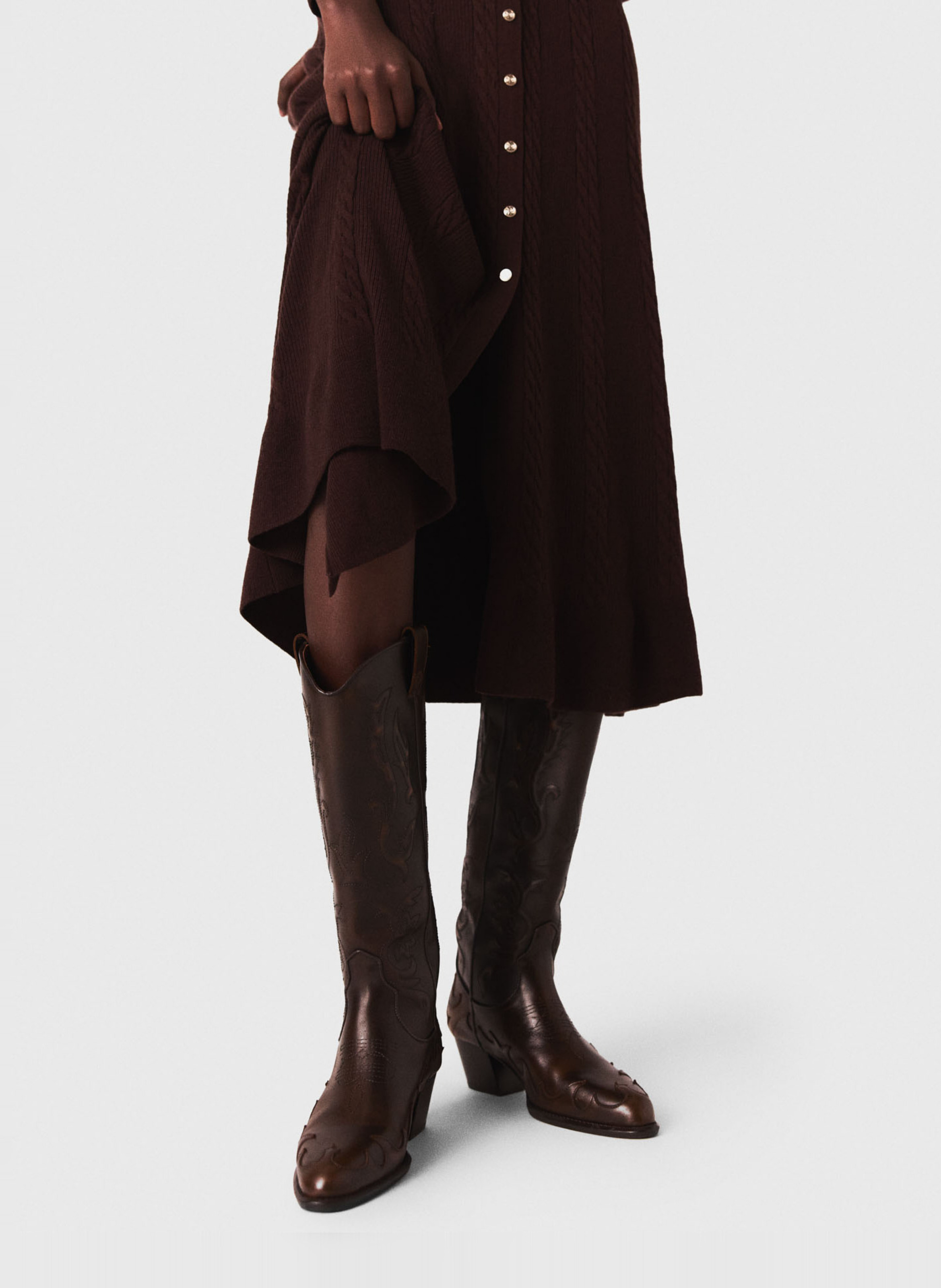 Buttoned midi dress MAJE Brown