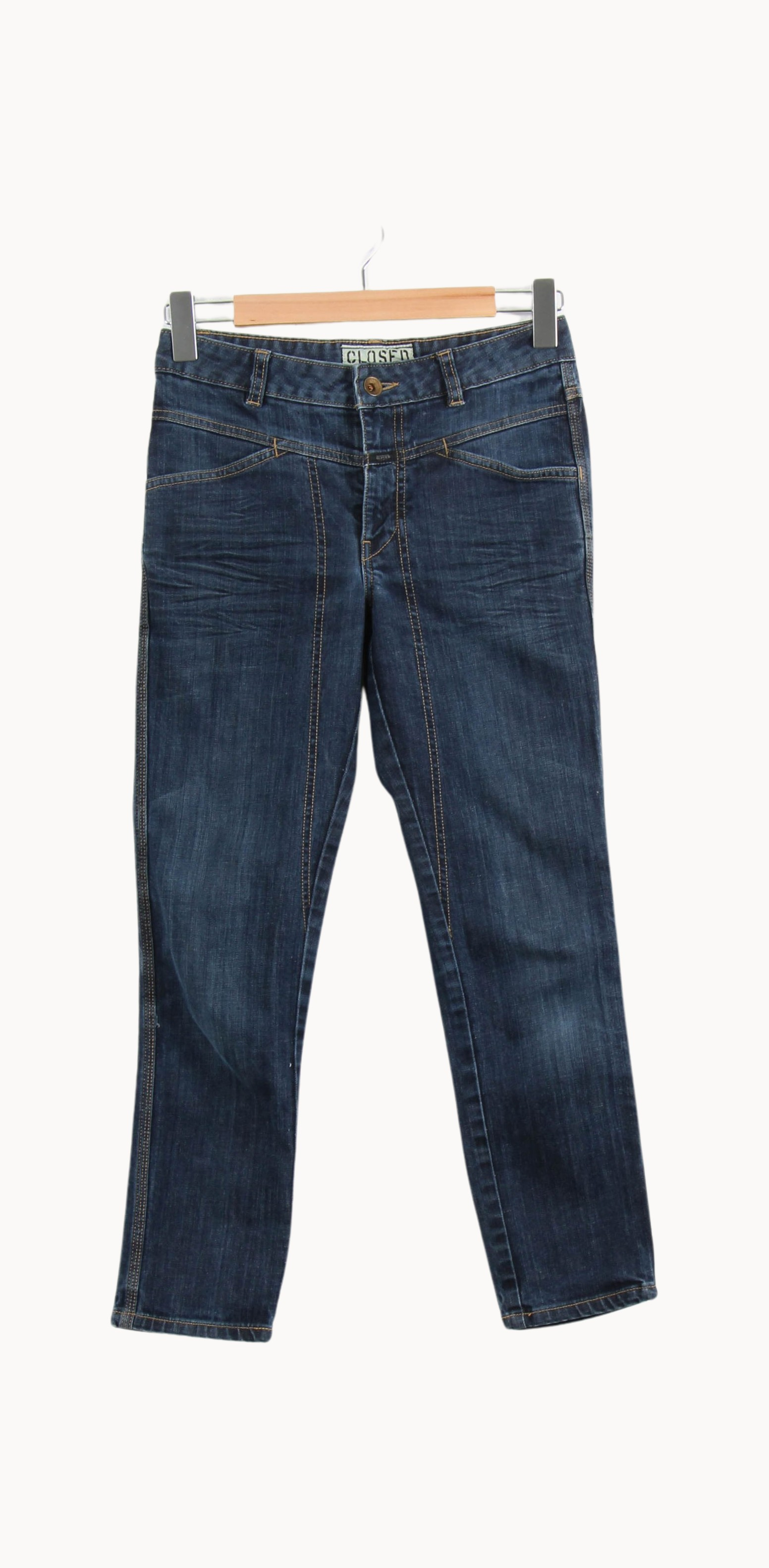 Cropped slim jeans with studs CLOSED - Seconde Main Blue