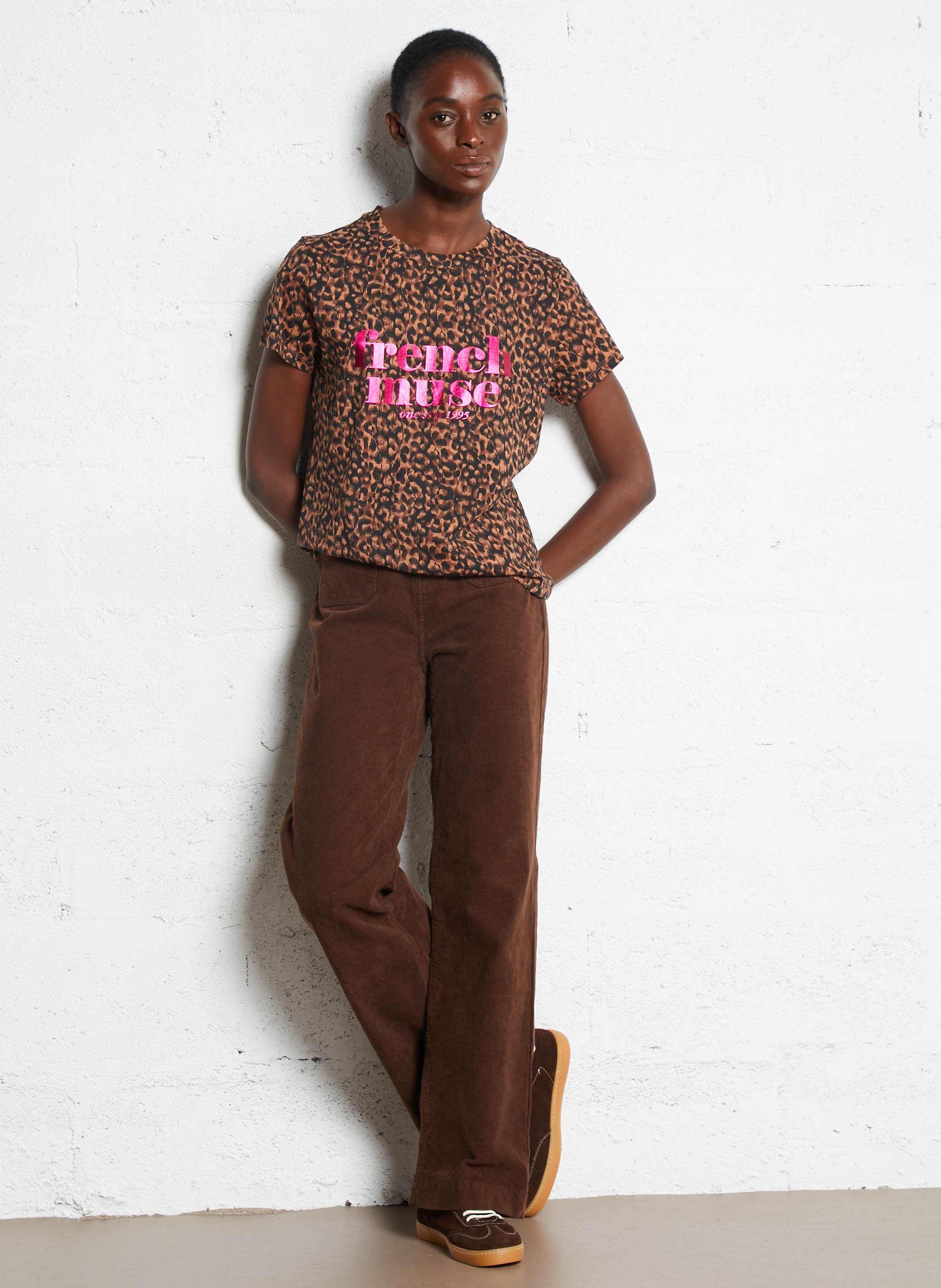 Pantalon large en coton mélangé SUD EXPRESS Marron