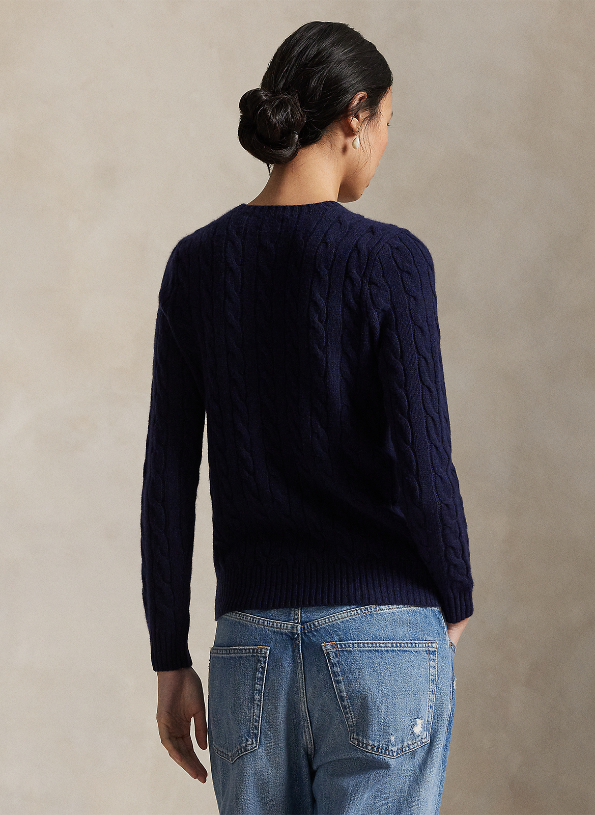 Pull col rond en laine et en cachemire mélangés  POLO RALPH LAUREN Bleu