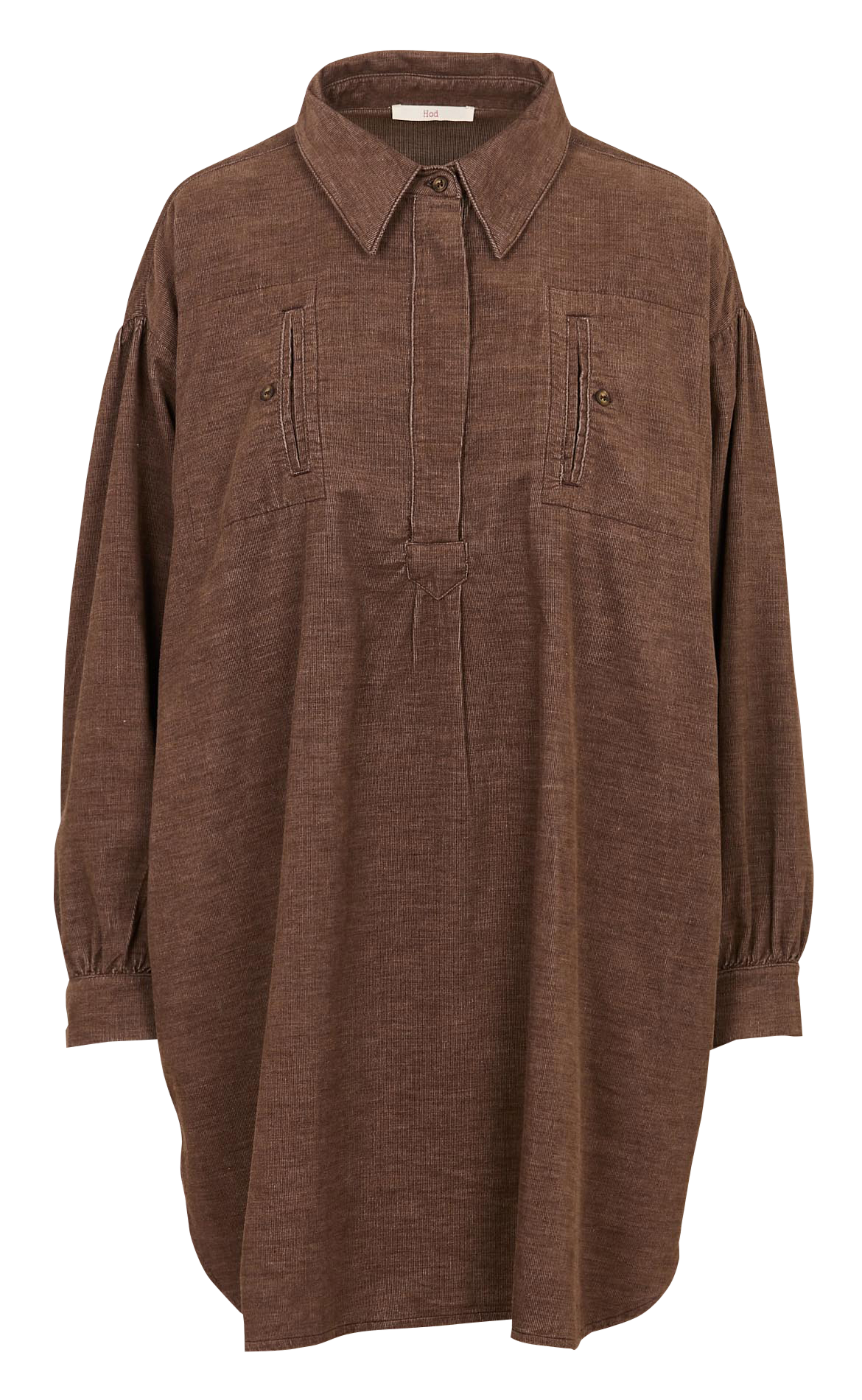 Robe courte ample col classique en coton HOD PARIS Marron