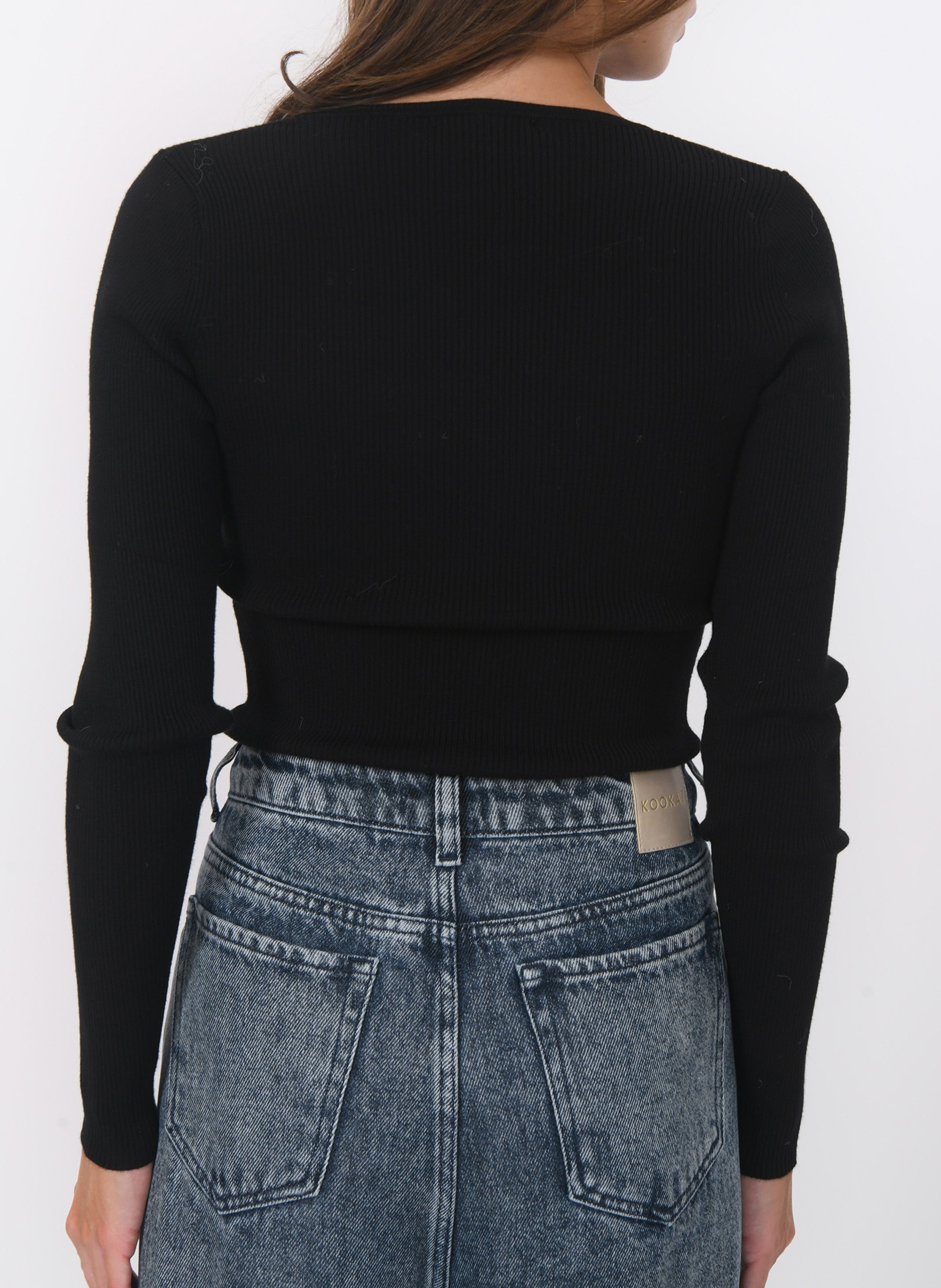 Kurzärmliger Pullover mit Rundhalsausschnitt KOOKAI Schwarz