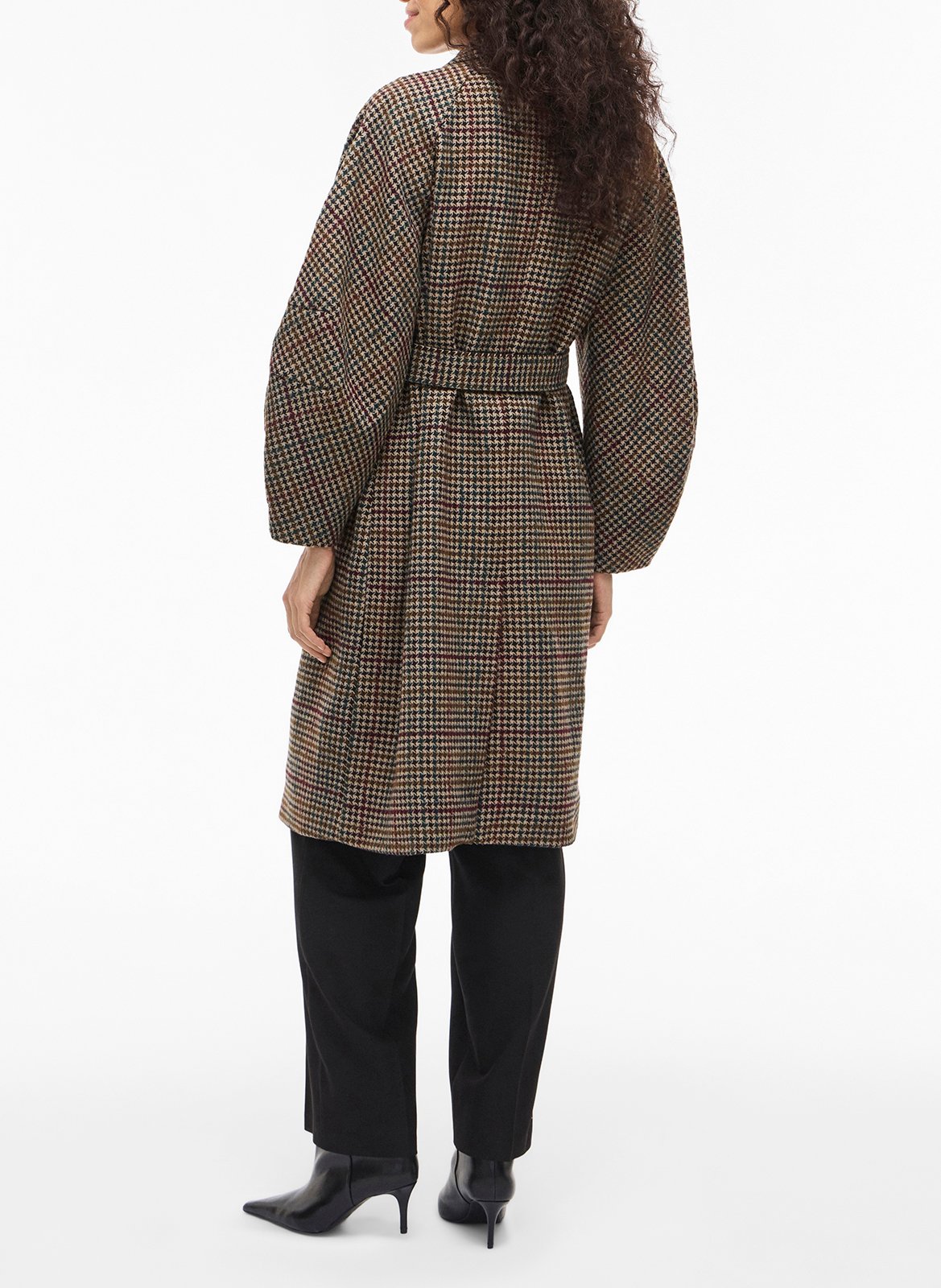 Plaid coat with tailored collar VILA Beige