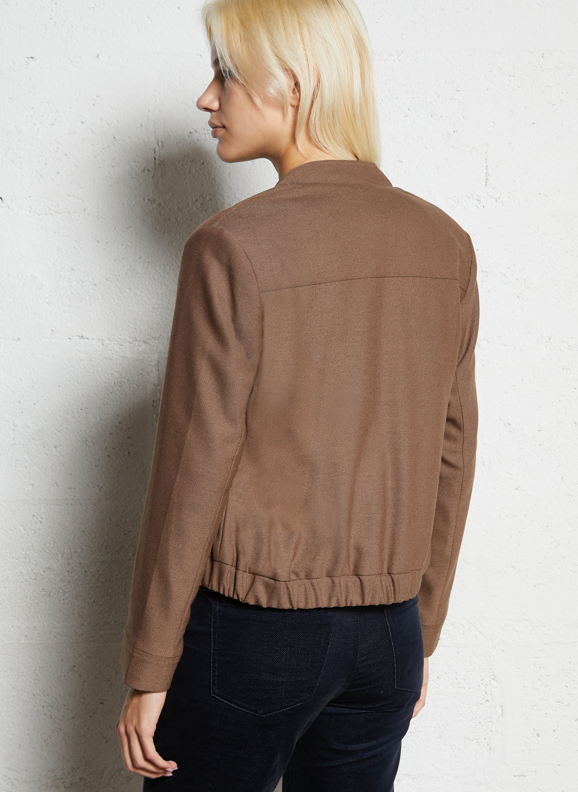 Veste courte boutonnée à motifs I CODE Marron