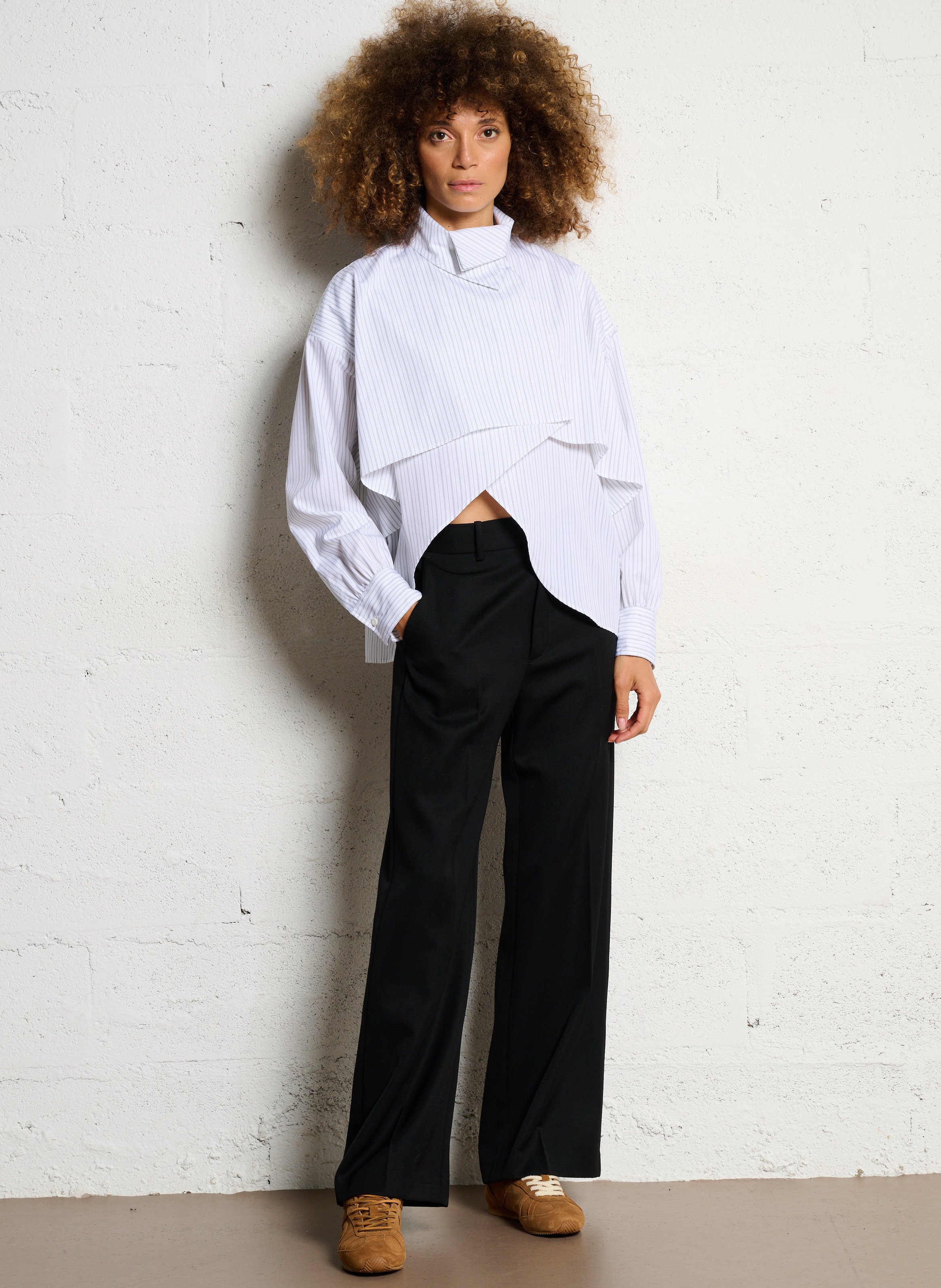 Chemise ample en coton rayé MARGAUX LONNBERG Noir