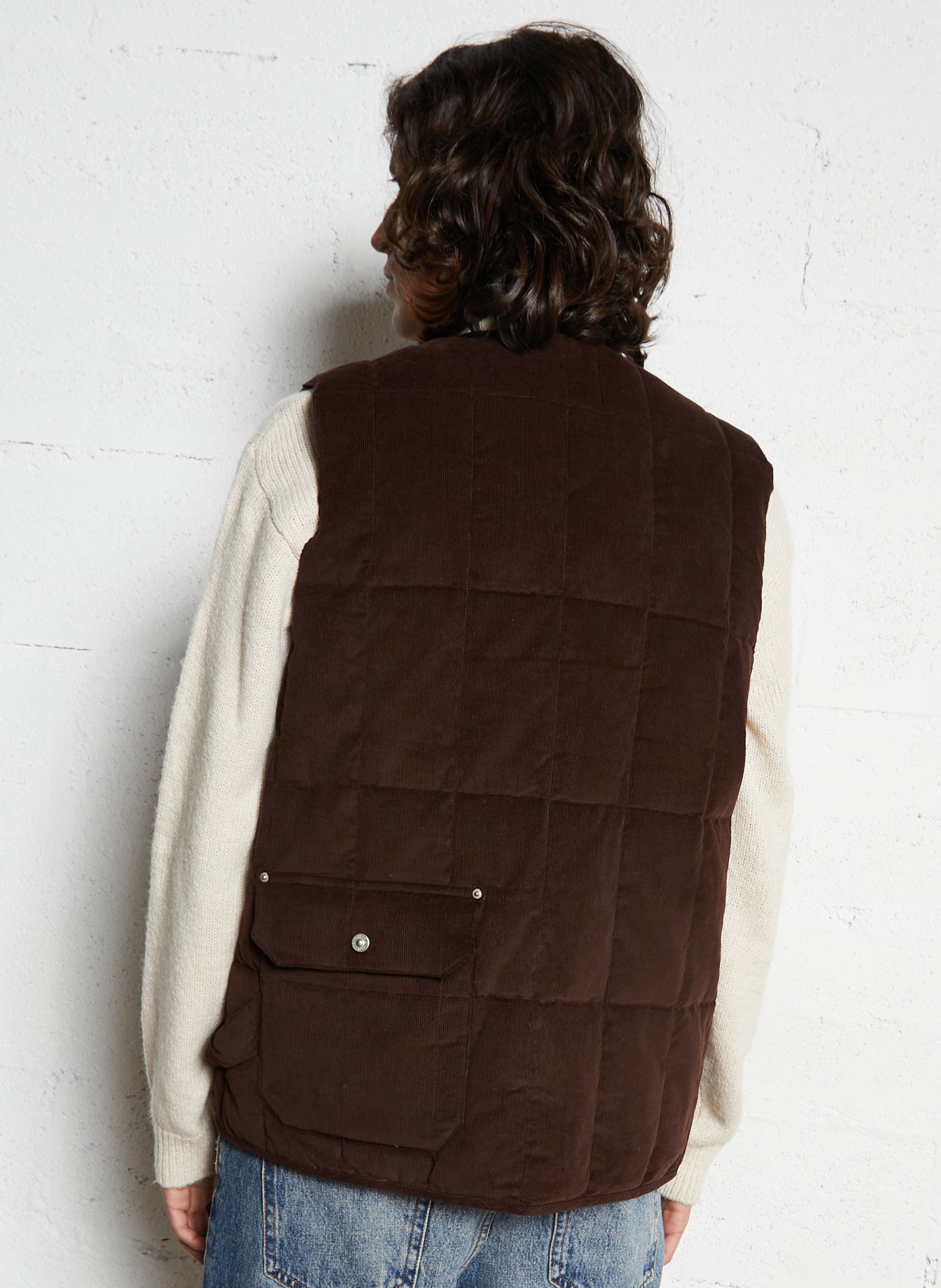 Quilted velvet sleeveless jacket TAION Brown