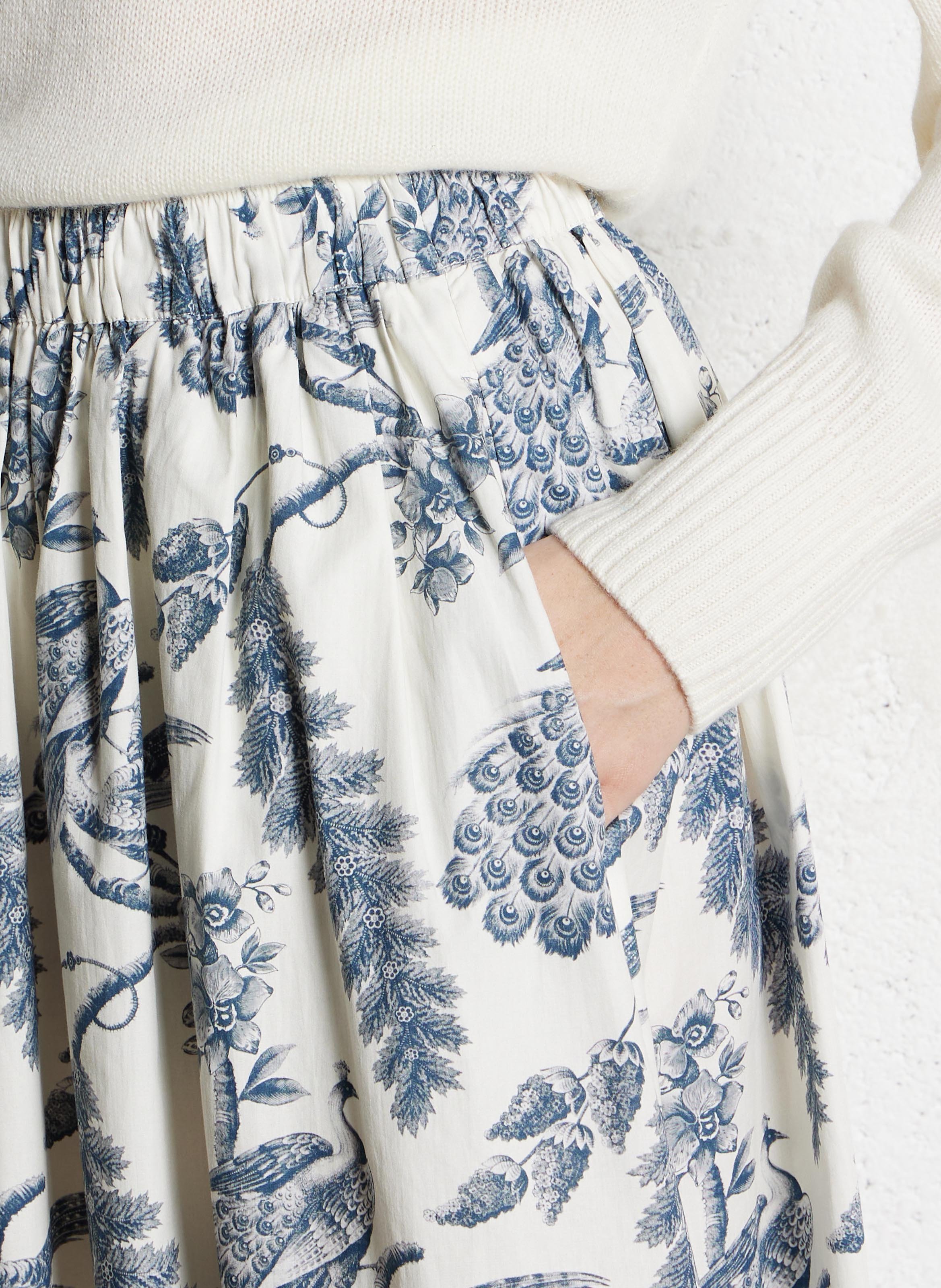 Halflange crêpe rok met print MAISON 123 Blauw