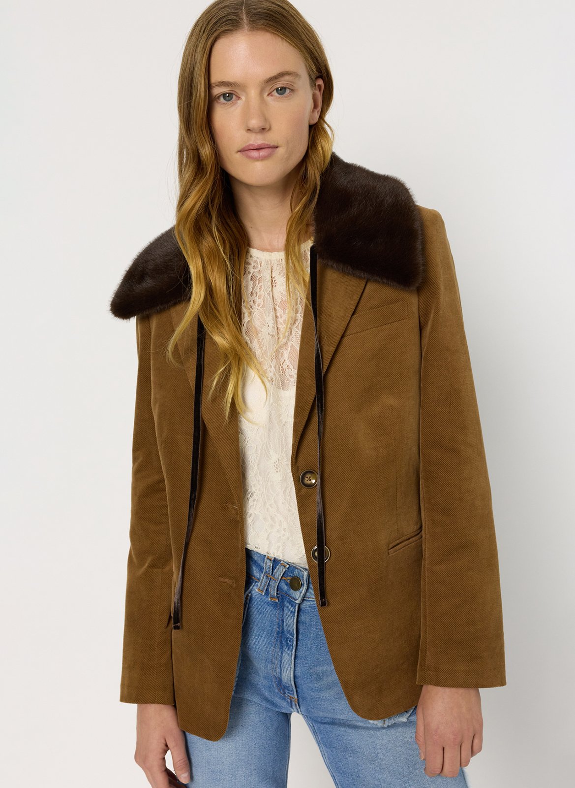 Col amovible en fourrure synthétique GERARD DAREL Marron