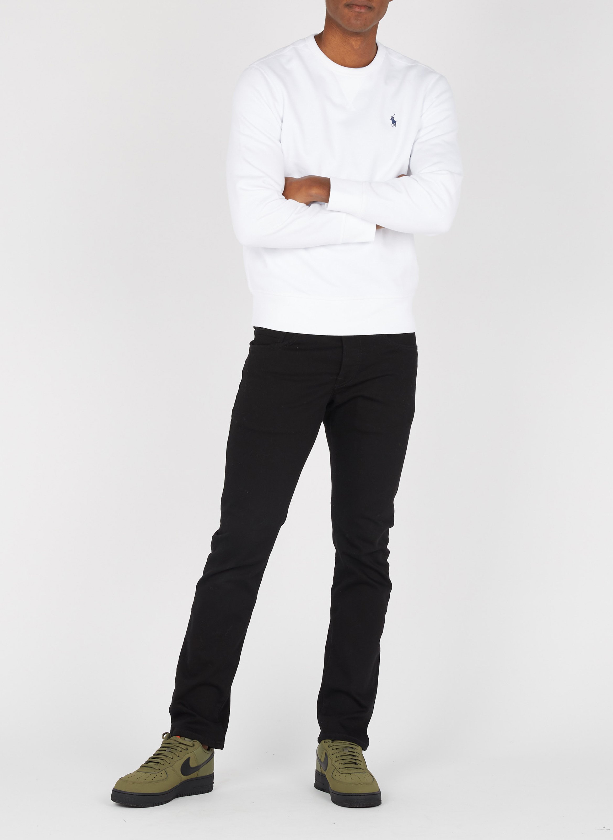 Sweat col rond regular-fit en coton molletonné avec Pony player POLO RALPH LAUREN Blanc