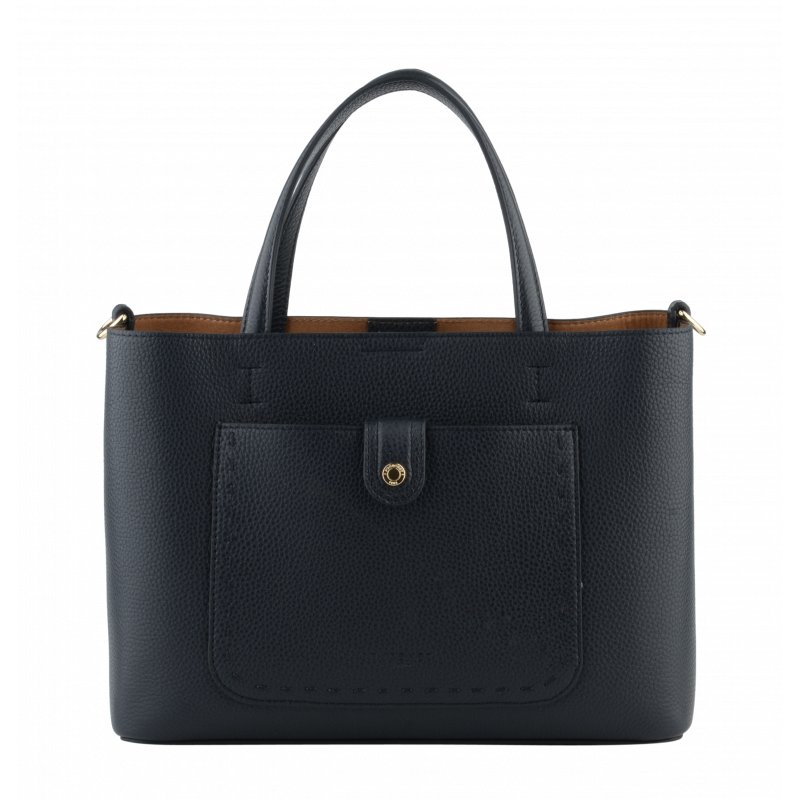 Handbag - cowhide leather POURCHET Blue