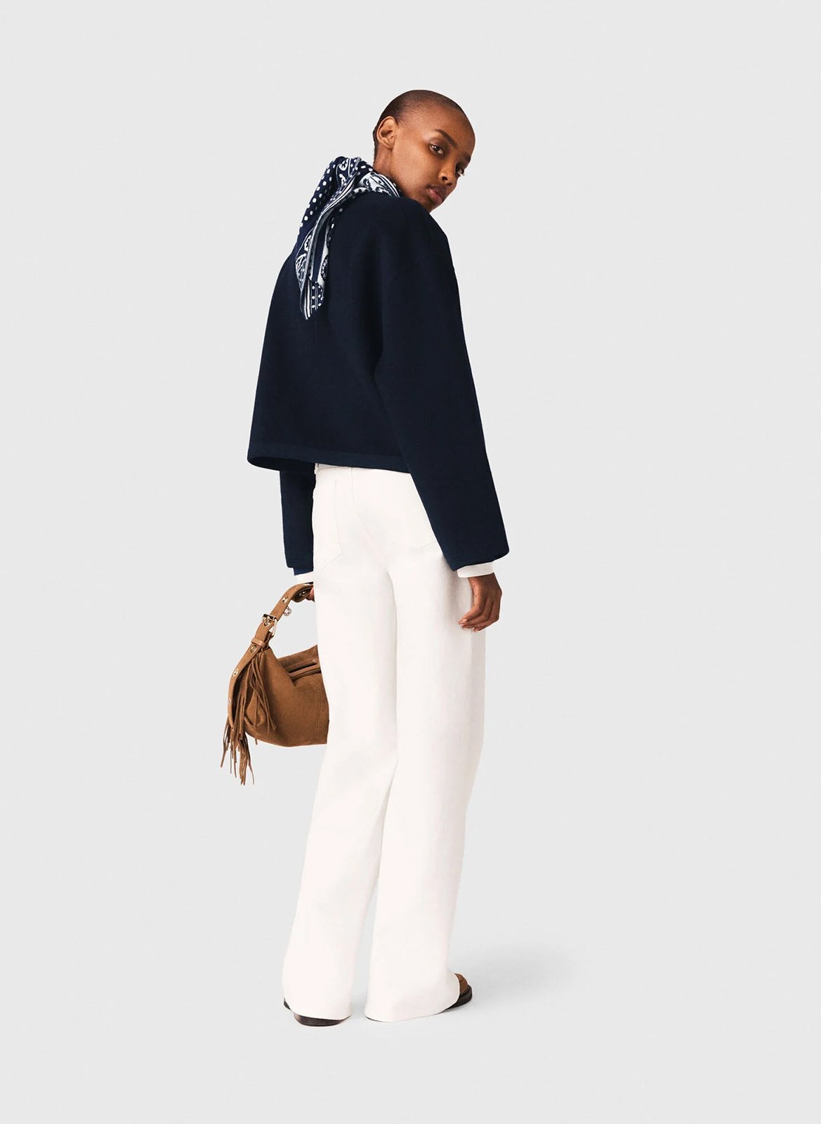 Oversized button-up coat in blended wool MAJE Blue