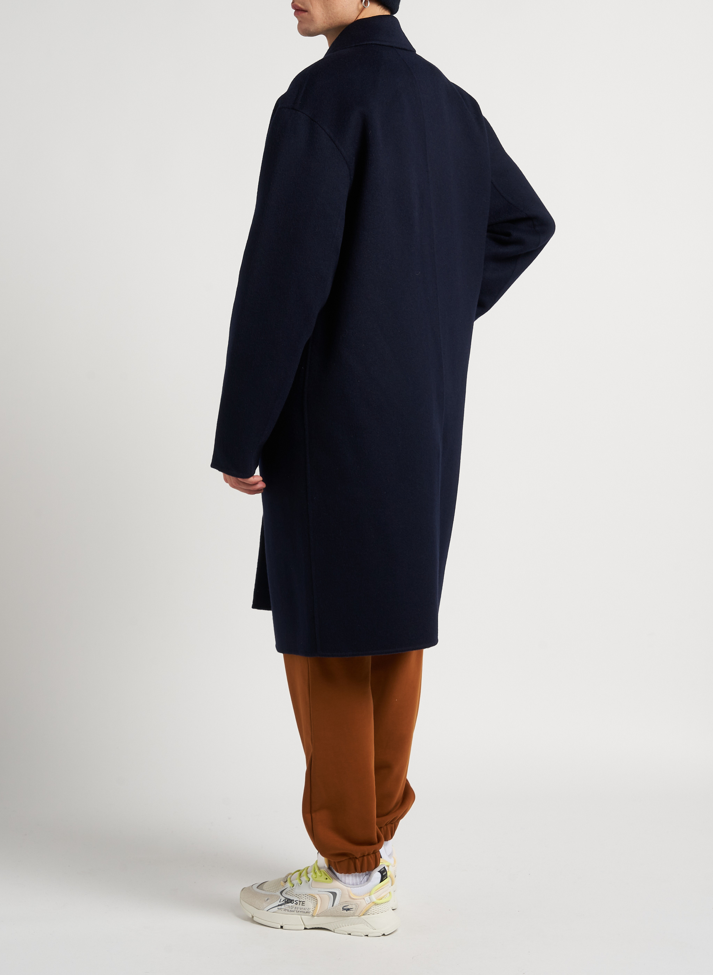 Langer, gerade geschnittener Wollmantel SAISON 1865 Blau