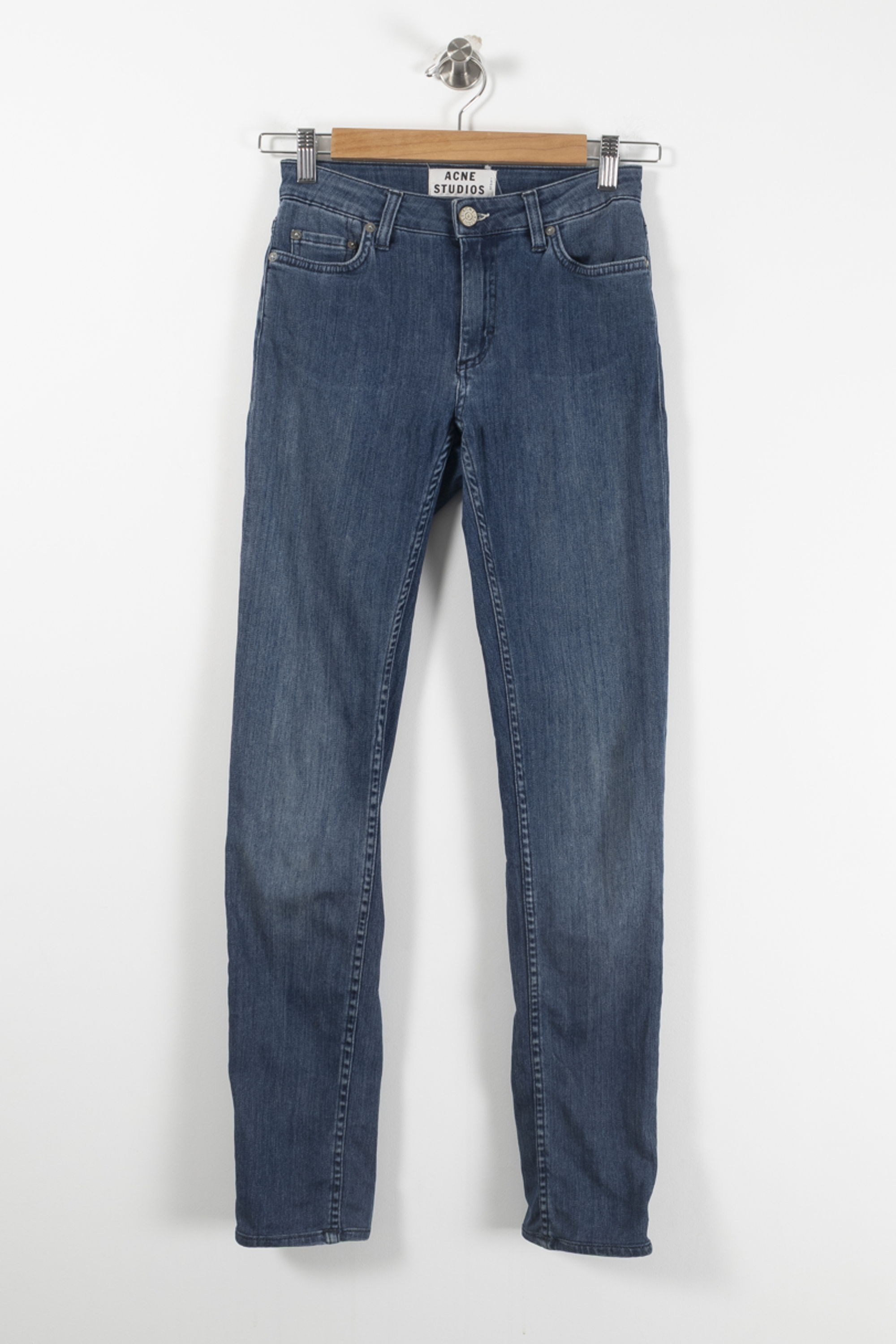 Cropped slim jeans with studs ACNE STUDIOS - Seconde Main Blue