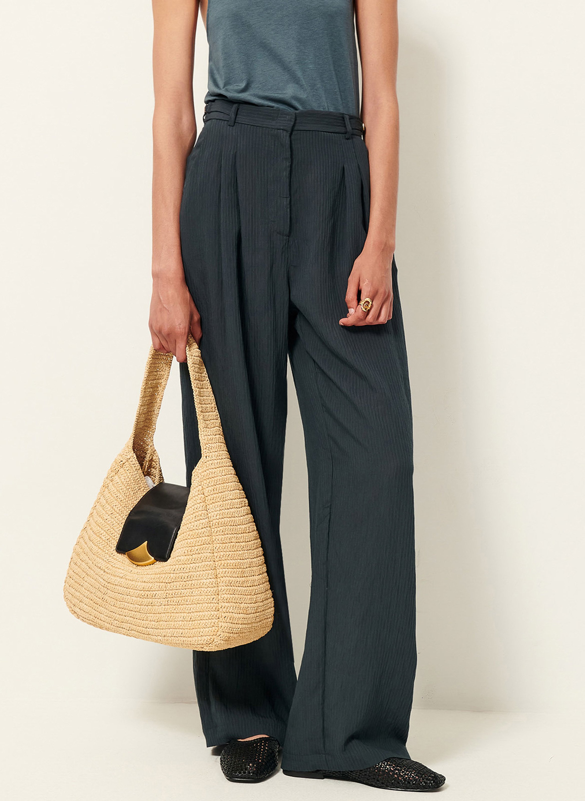 Pantalon large rayé SESSUN Vert