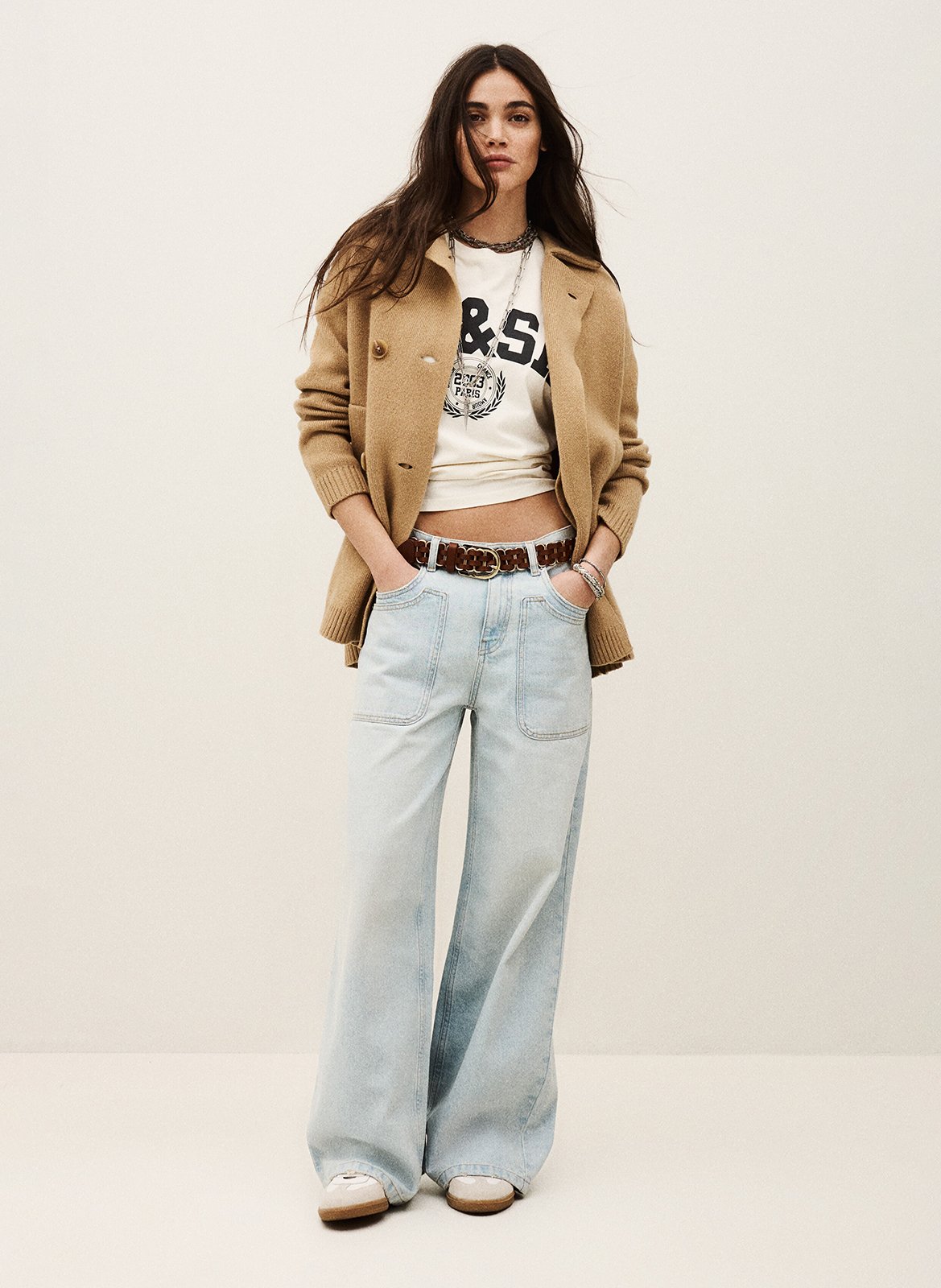 Buttoned wool-blend coat BA&SH Brown