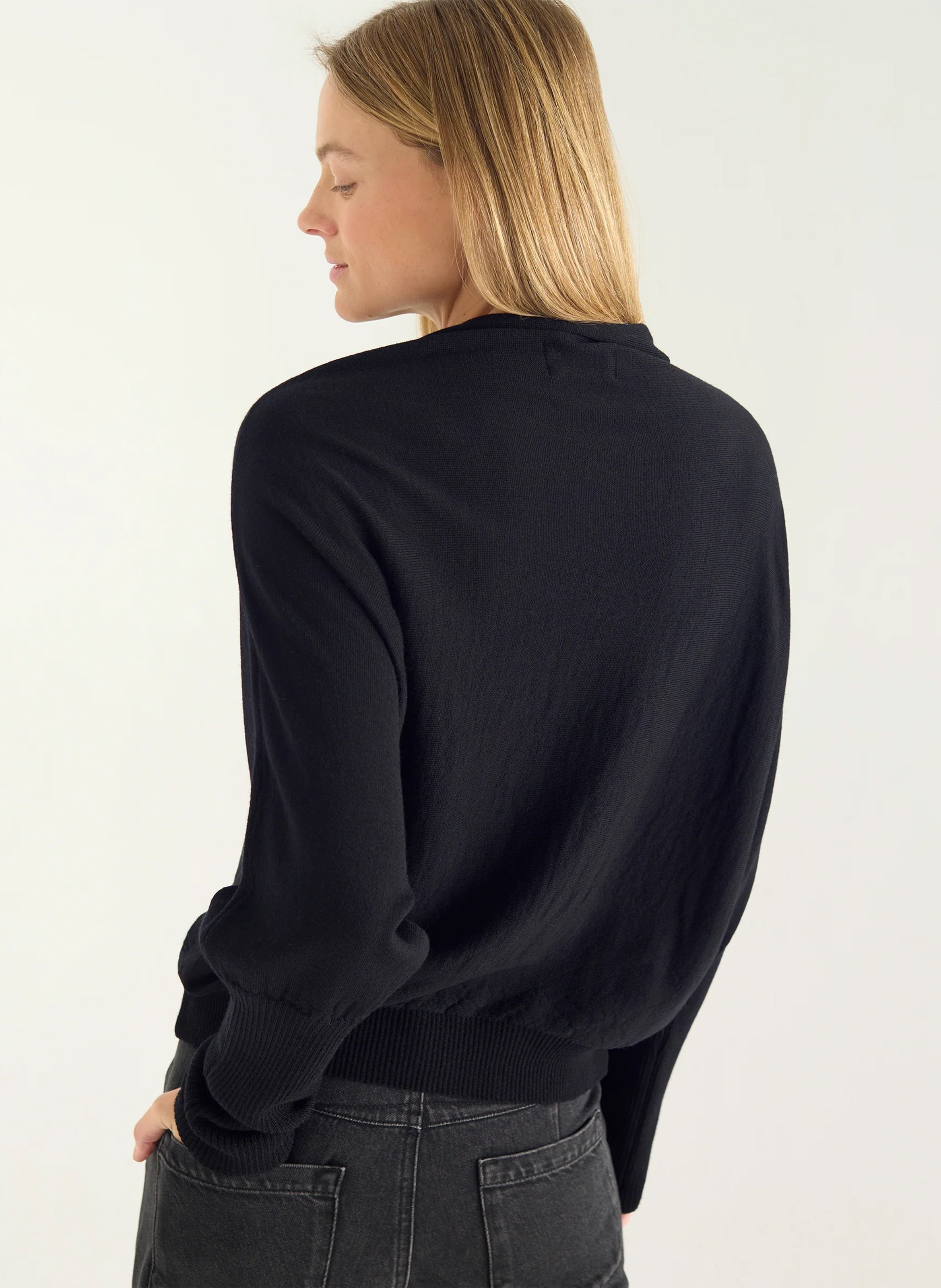 Pull col bateau ample en laine ACOTE Noir