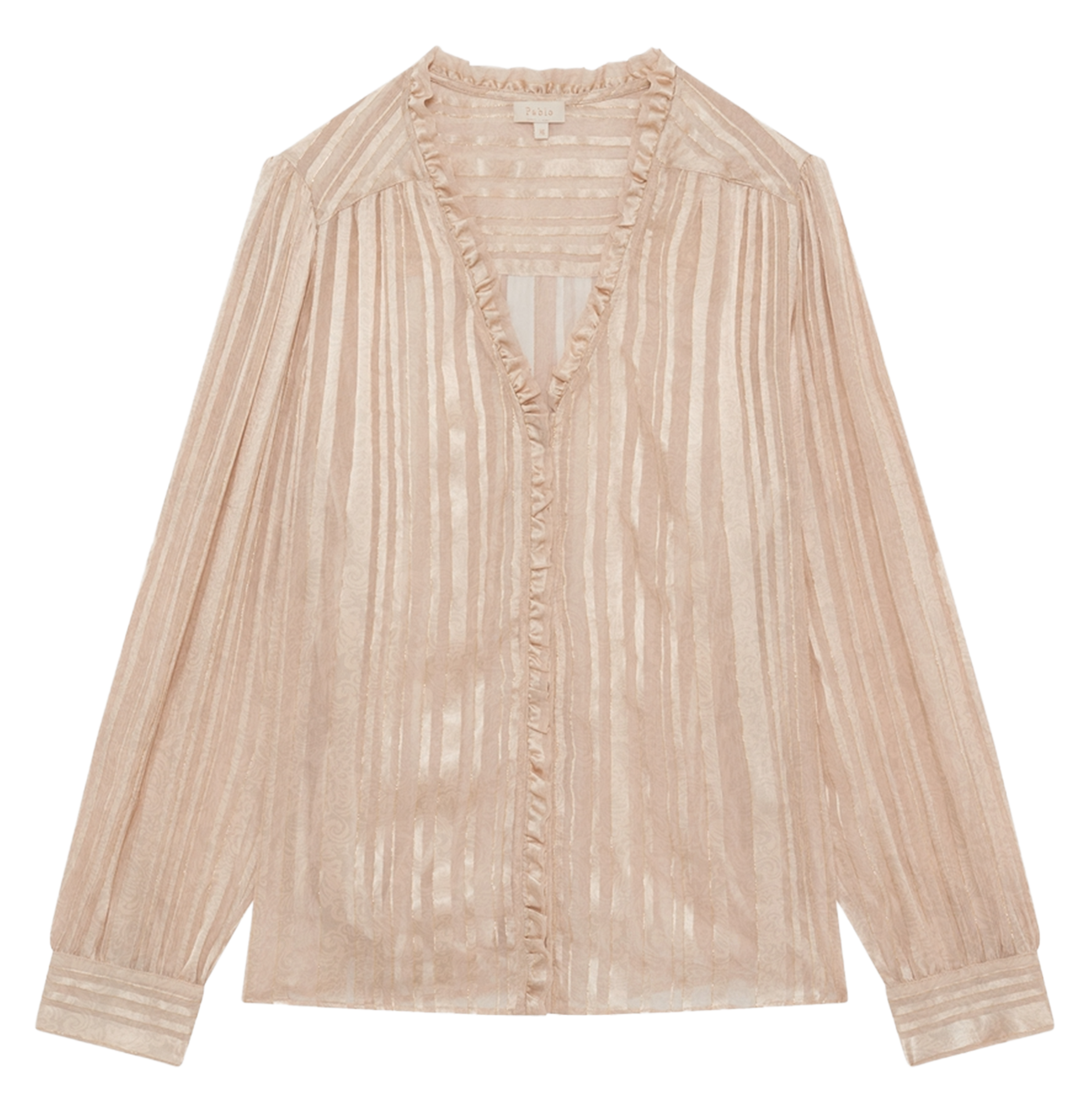 Chemise droite col V  PABLO Beige