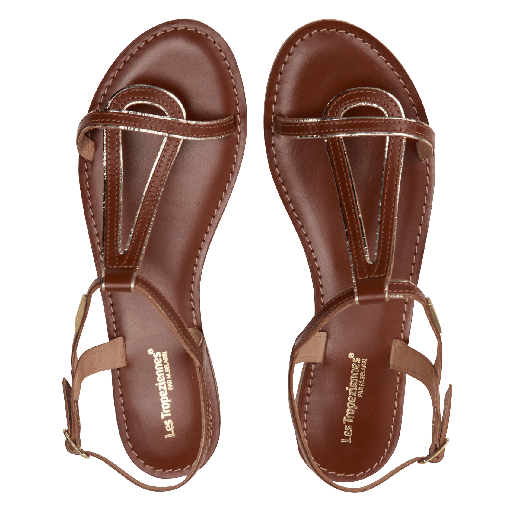 Avarca Berlin - Flache Ledersandalen mit Samt LES TROPEZIENNES PAR M.BELARBI Braun