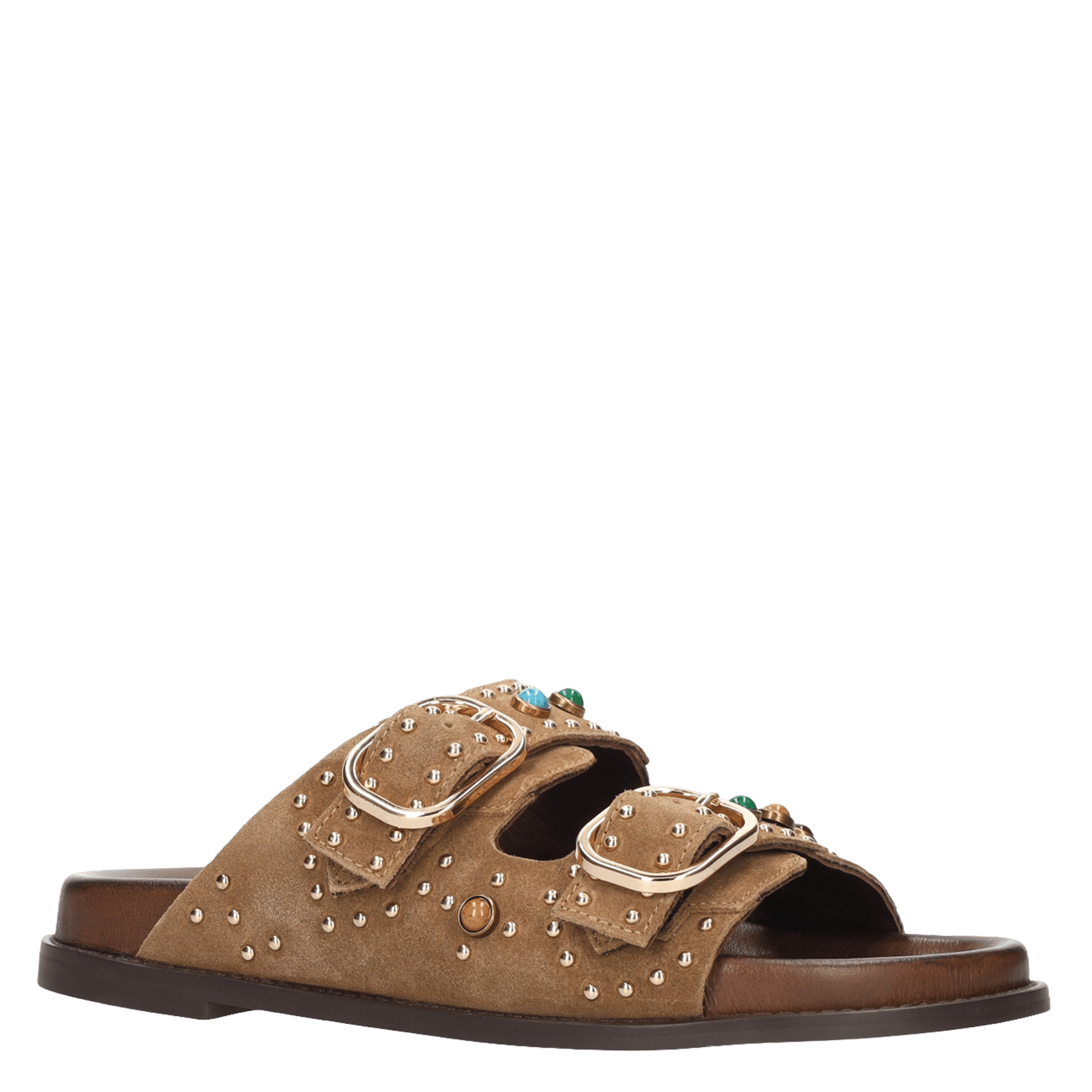 Sandales plates en cuir velours BIBI LOU Marron
