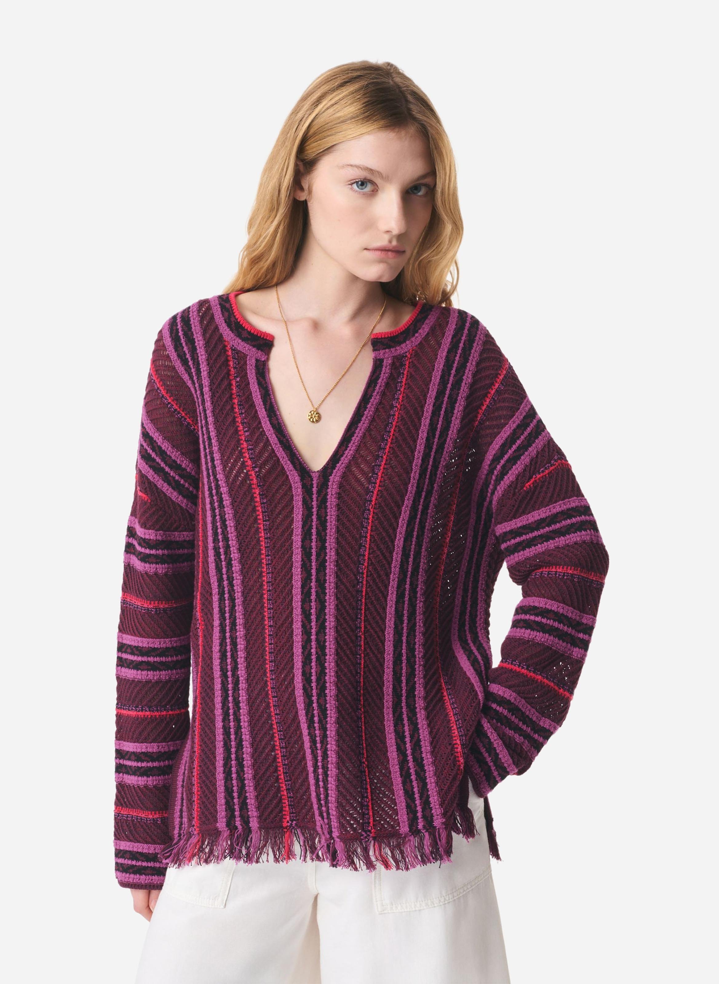 Gestreepte top met Tunesische kraag VANESSA BRUNO Roze