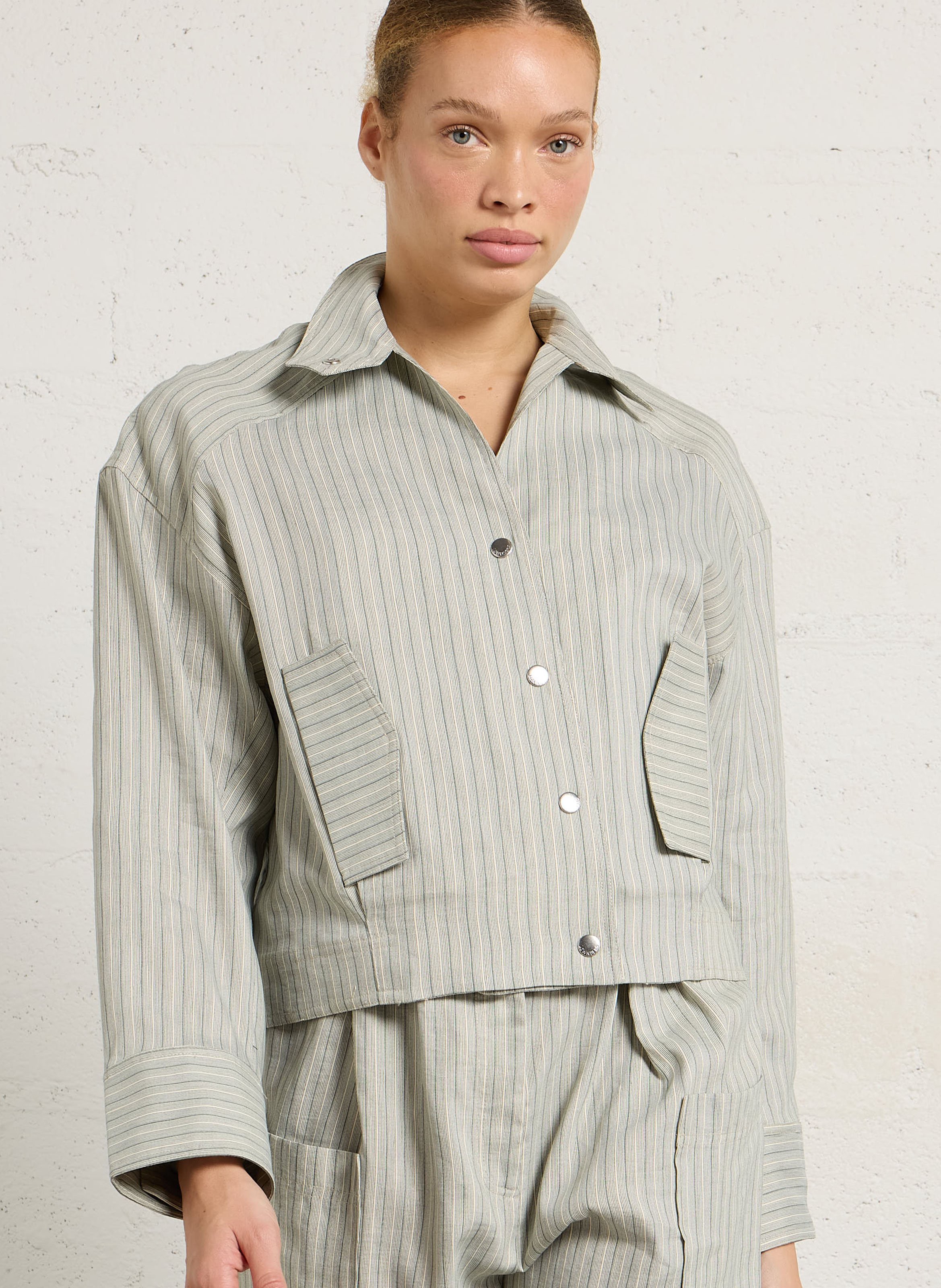 Fitted Striped Jacket MARGAUX LONNBERG Green