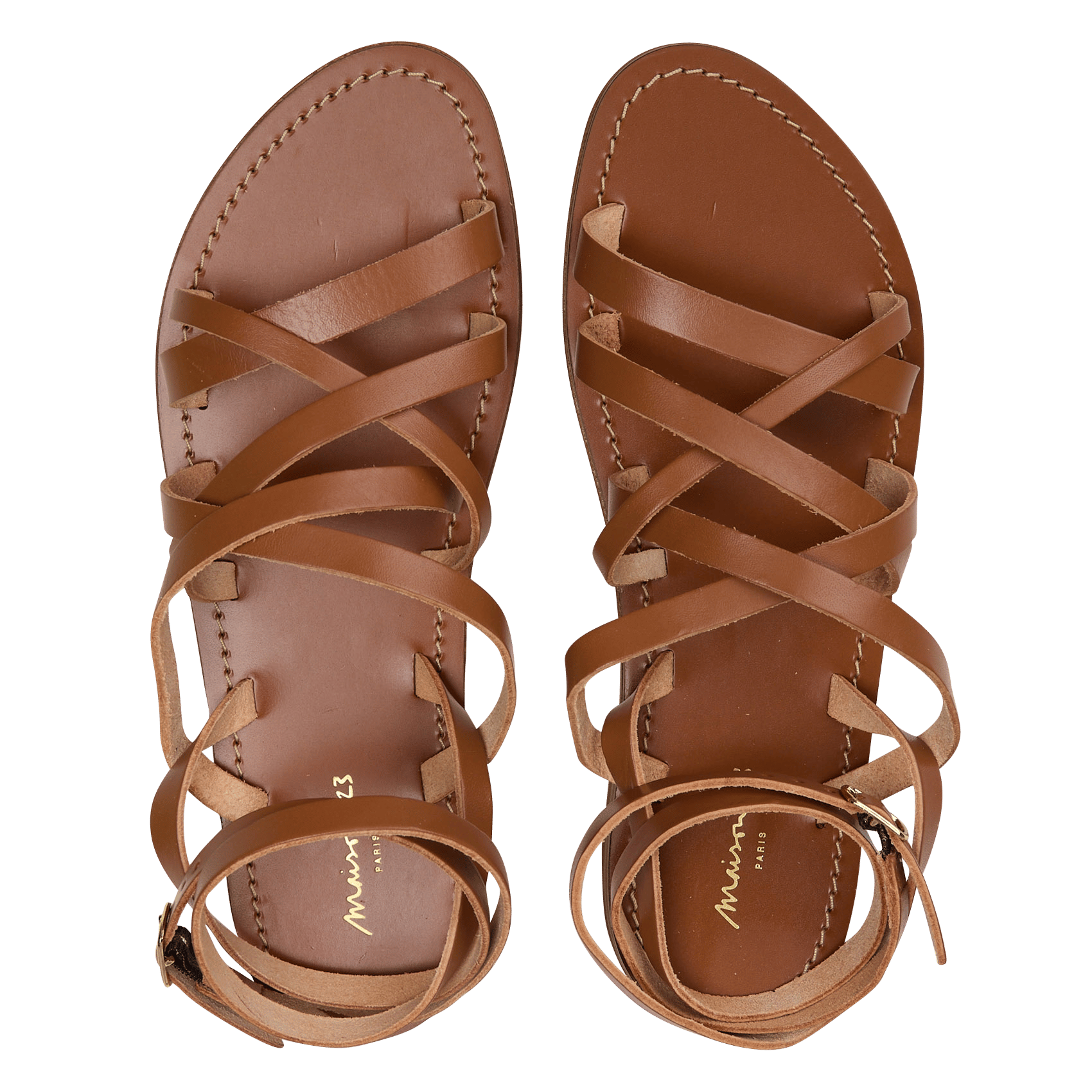 Sandales plates en cuir métallisé MAISON 123 Beige